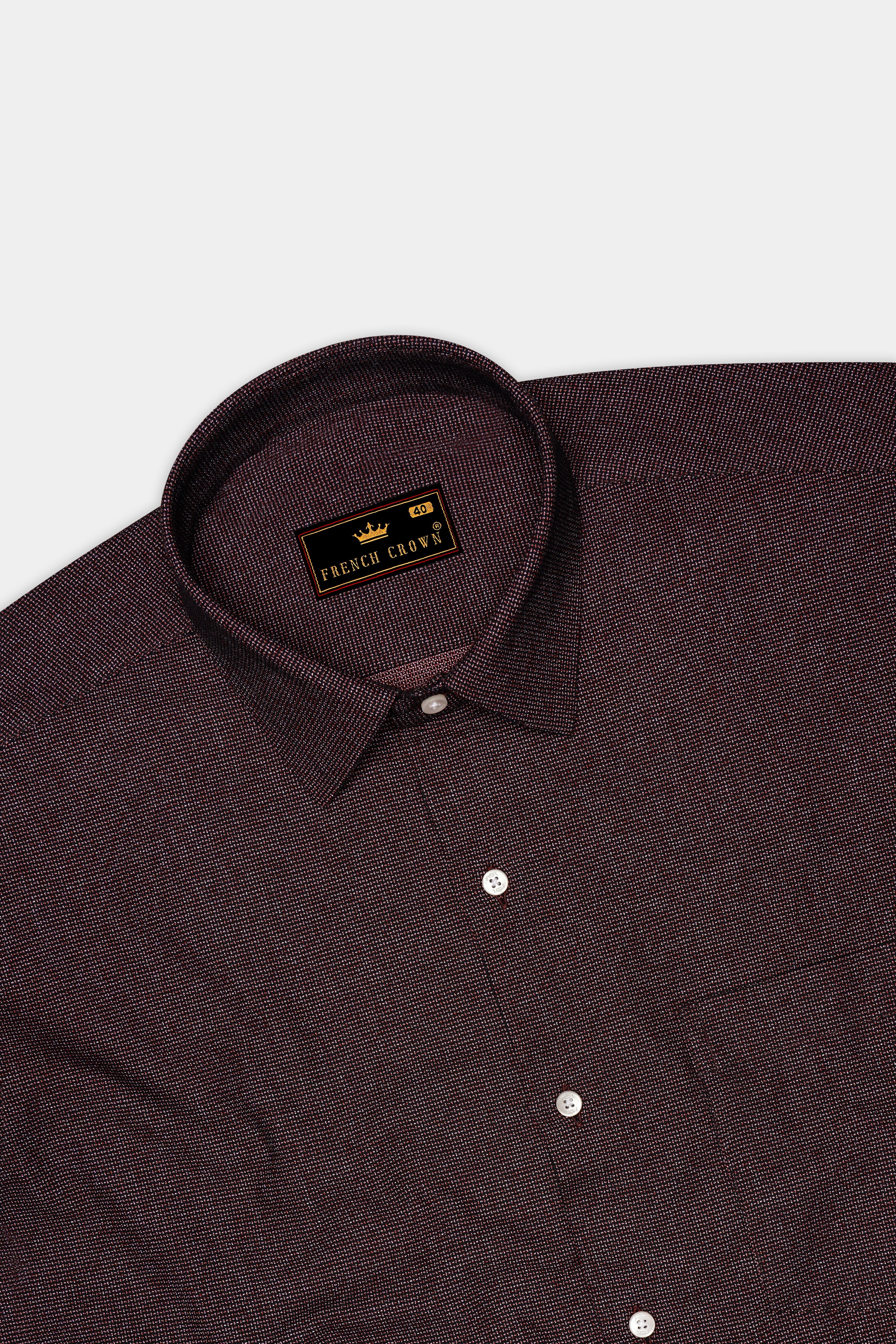 Terraro-Cocoa Brown Dobby Textured Premium Giza Cotton Semi Formal Shirt