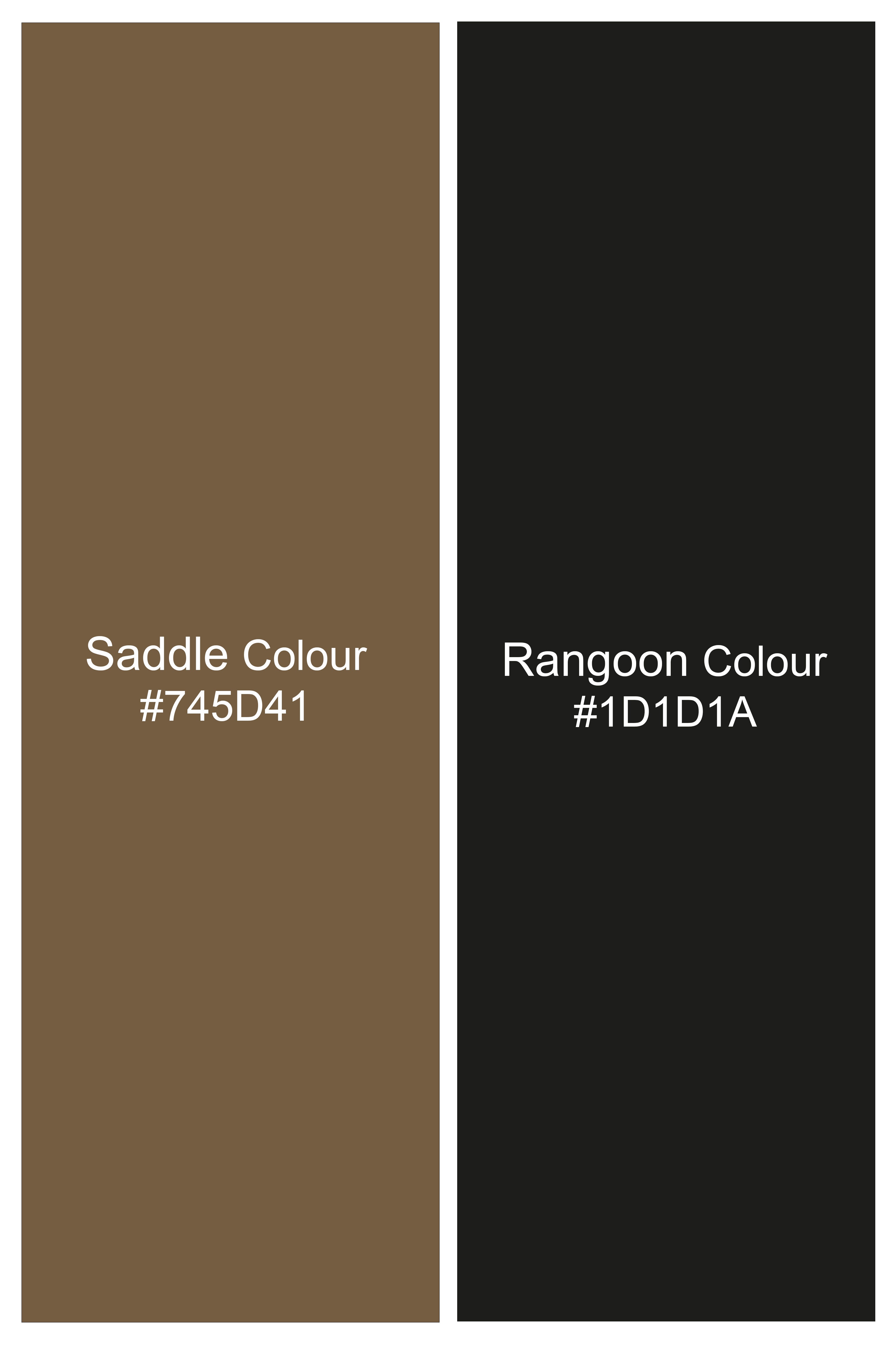 Noctaro-Saddle Brown And Rangoon Black Plaid Twill Premium Cotton Casual Shirt