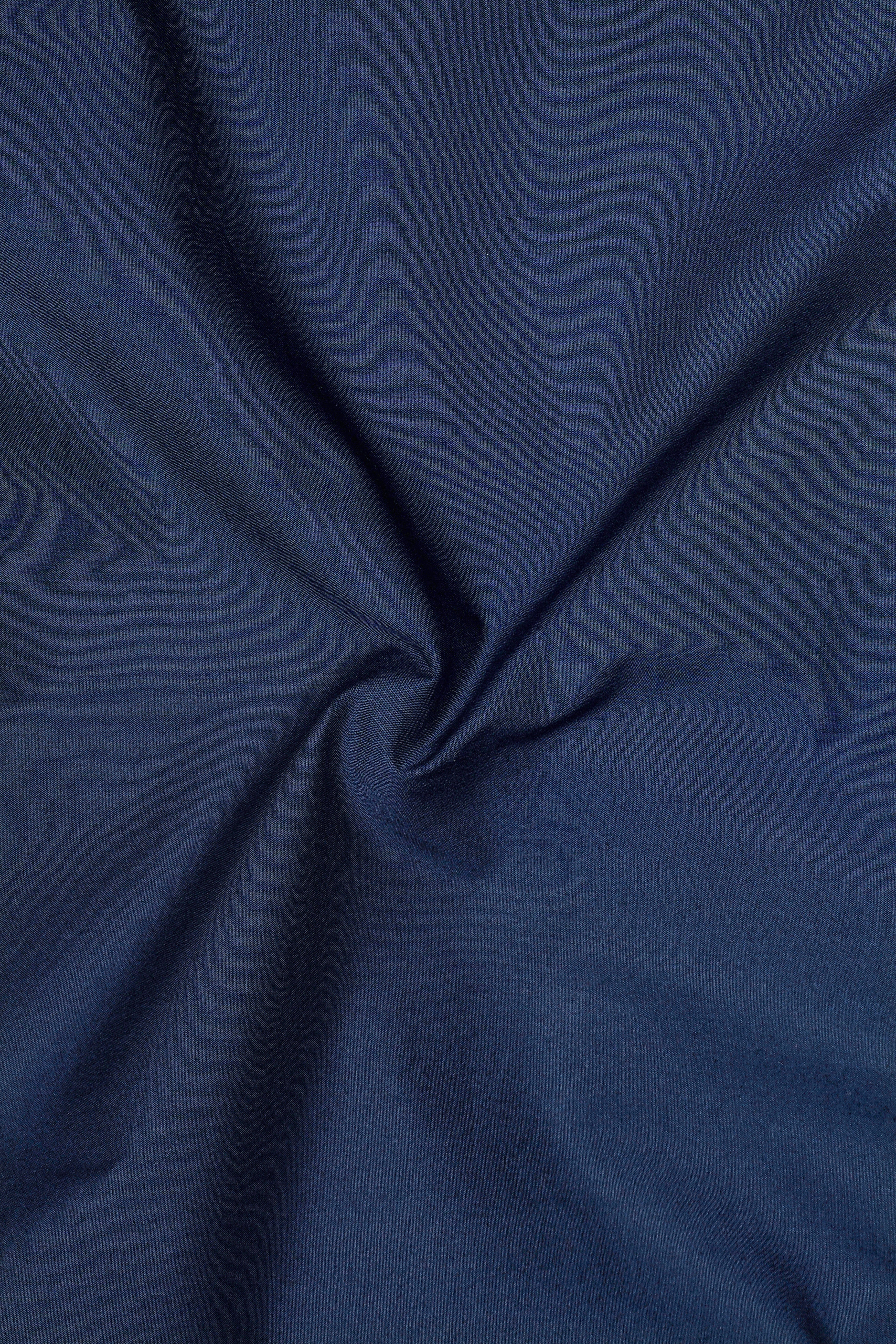 Aurenav-Navy Blue Subtle Sheen Super Soft Premium Cotton Casual Kurta Shirt