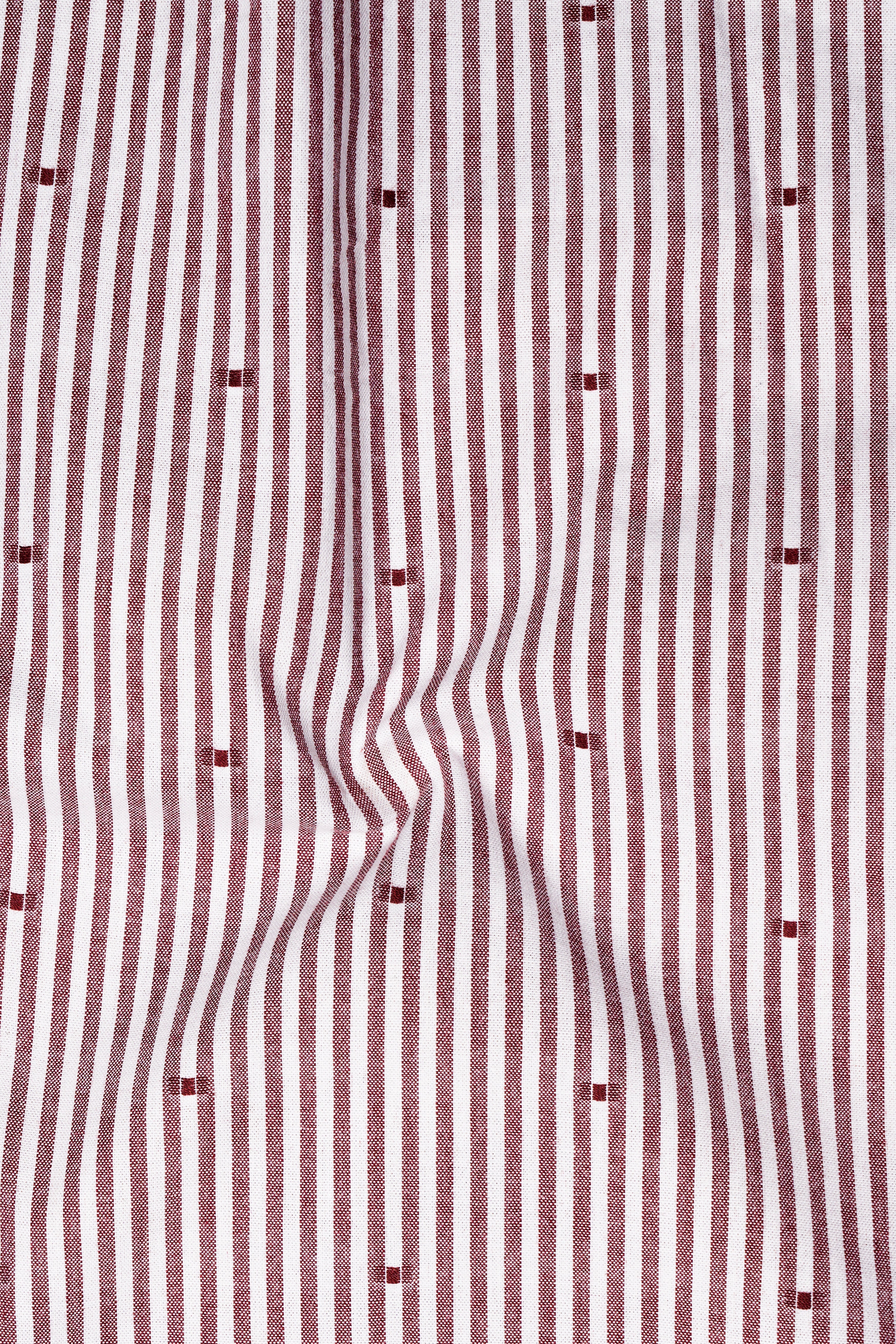 Scarvoro-Congo Red And Bright White Striped Dobby Premium Giza Cotton Dress Shirt