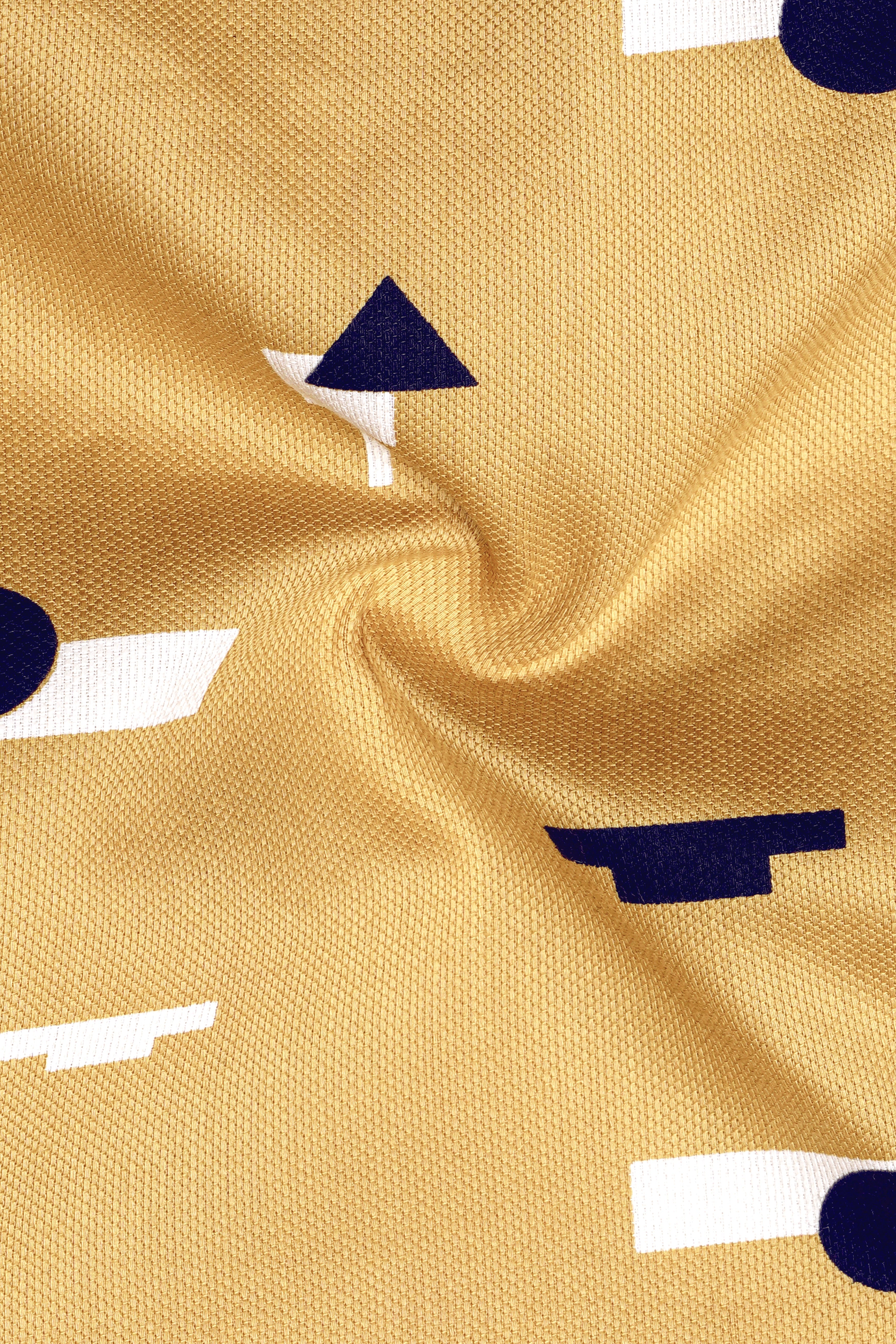 Auresol-Rob Roy Yellow And Indigo Blue Printed Dobby Premium Giza Cotton Casual Shirt