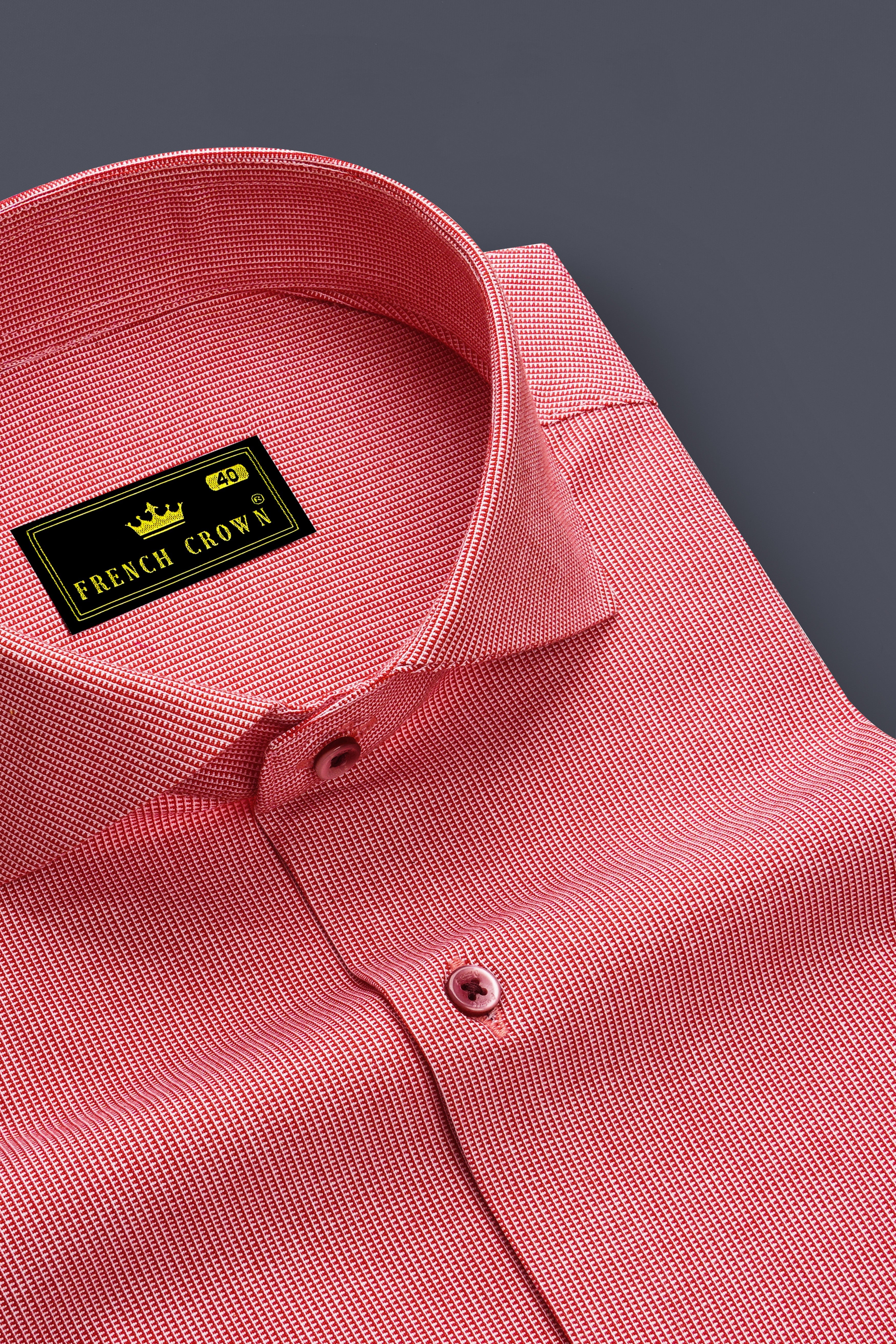 Imperio-Roman Red Dobby Textured Premium Giza Cotton Dress Shirt