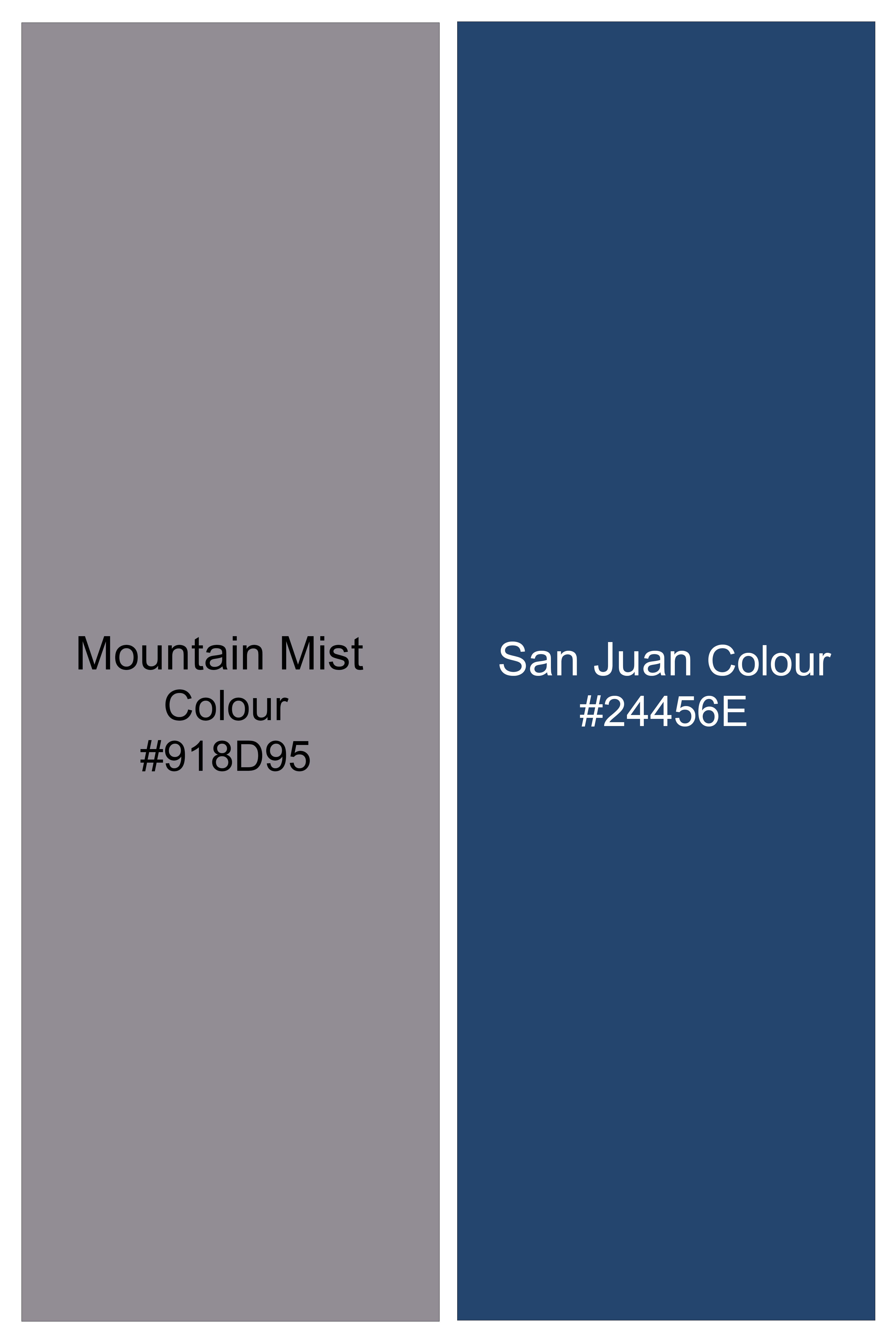 Nebulor-Mountain Mist Gray And San Juan Blue Printed Oxford Premium Cotton Casual Kurta Shirt