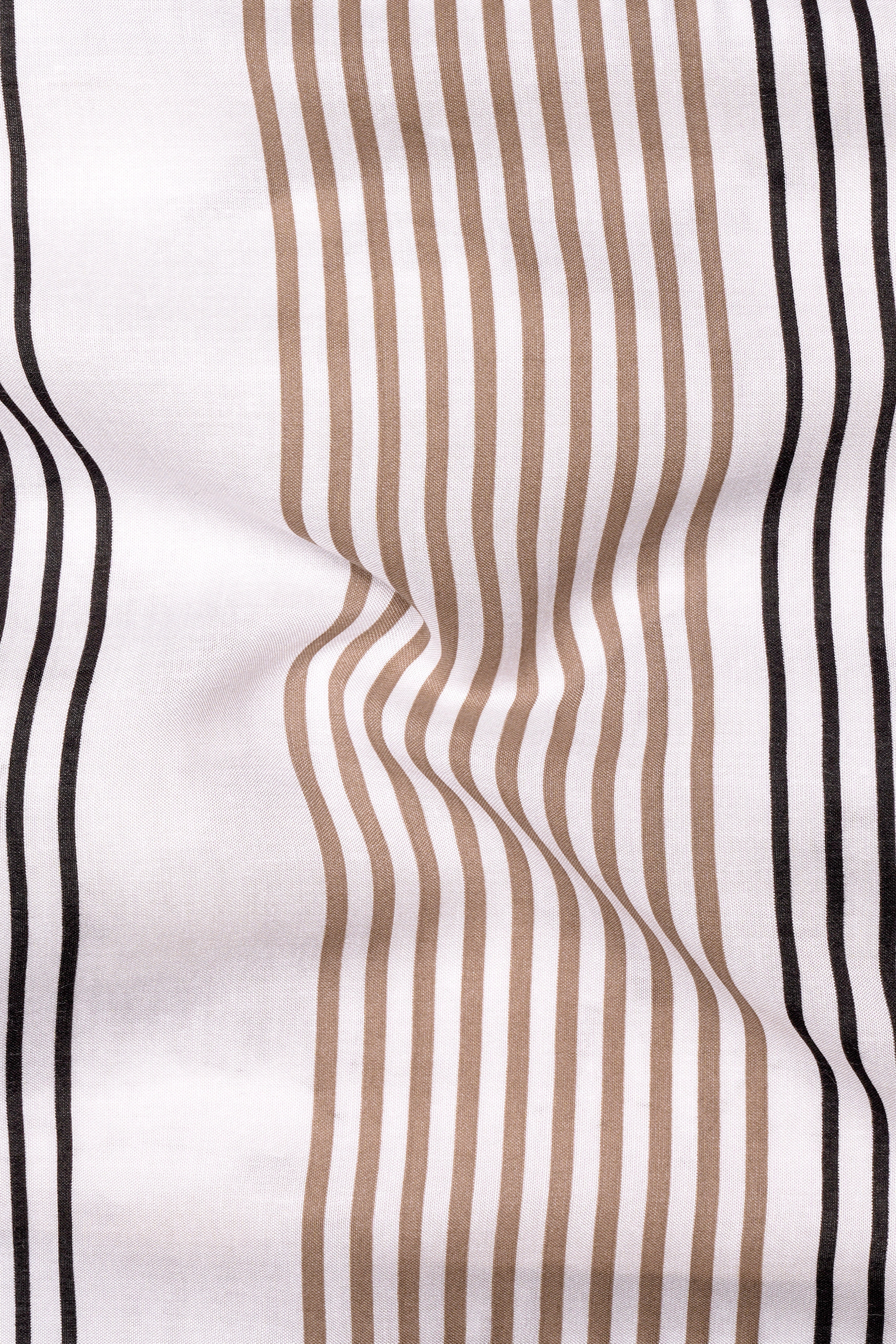 Noctalm-Almond Brown And Jade Black Striped Super Soft Tencel Casual Kurta Shirt