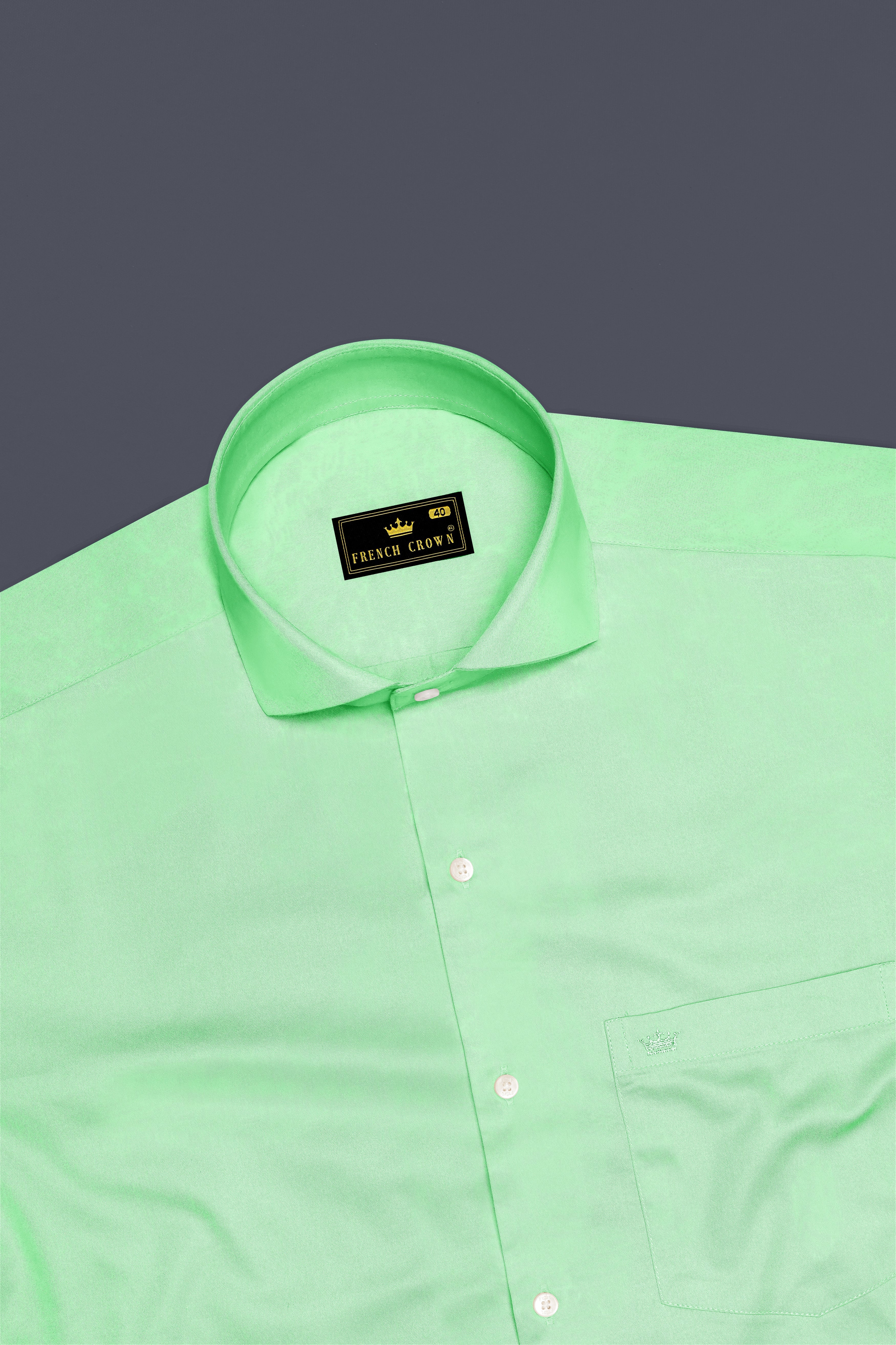 Verdoro Celadon Green Subtle Sheen Super Soft Premium Cotton Cut Away Collar Dress Shirt