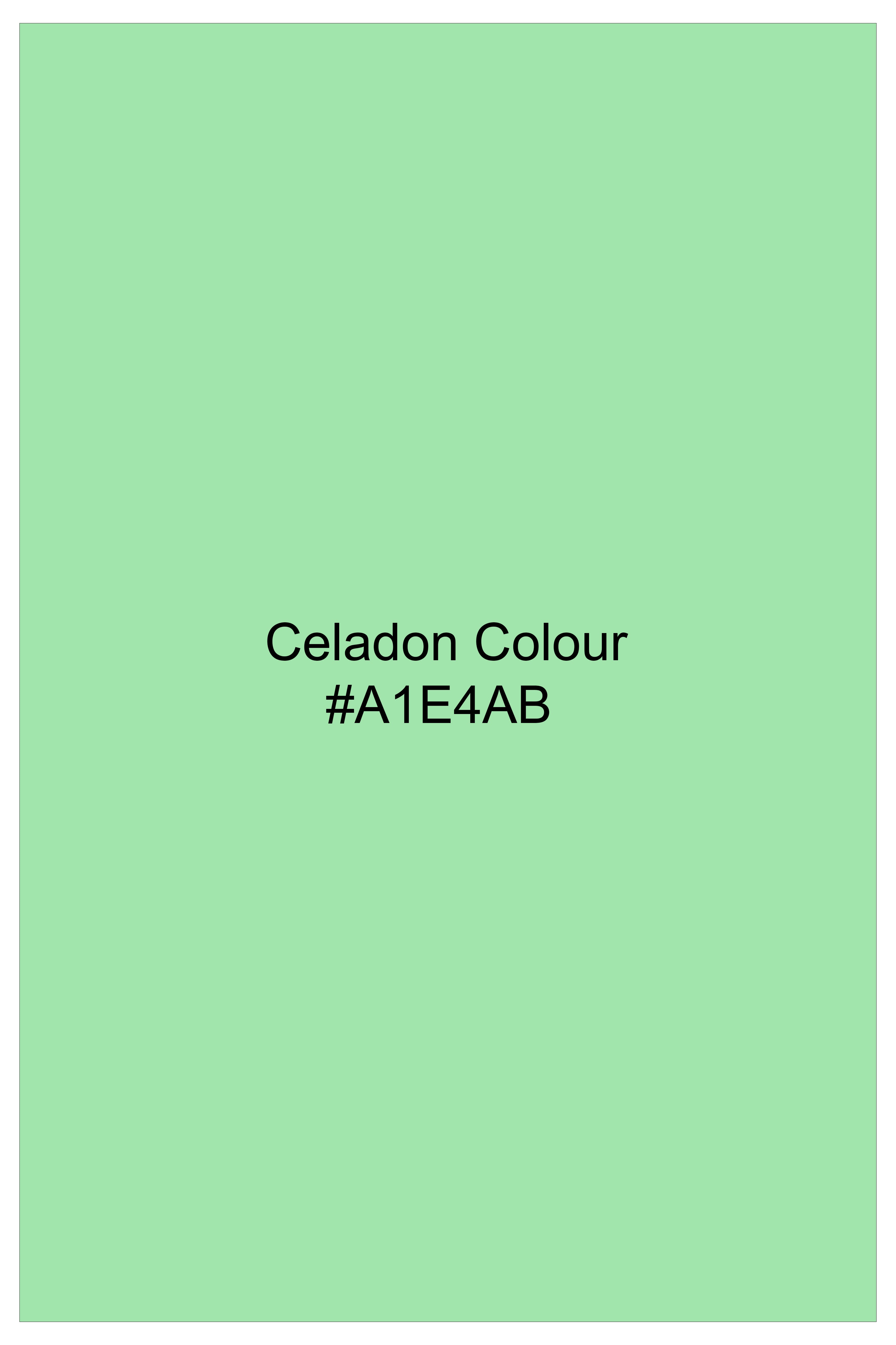 Verdoro Celadon Green Subtle Sheen Super Soft Premium Cotton Cut Away Collar Dress Shirt