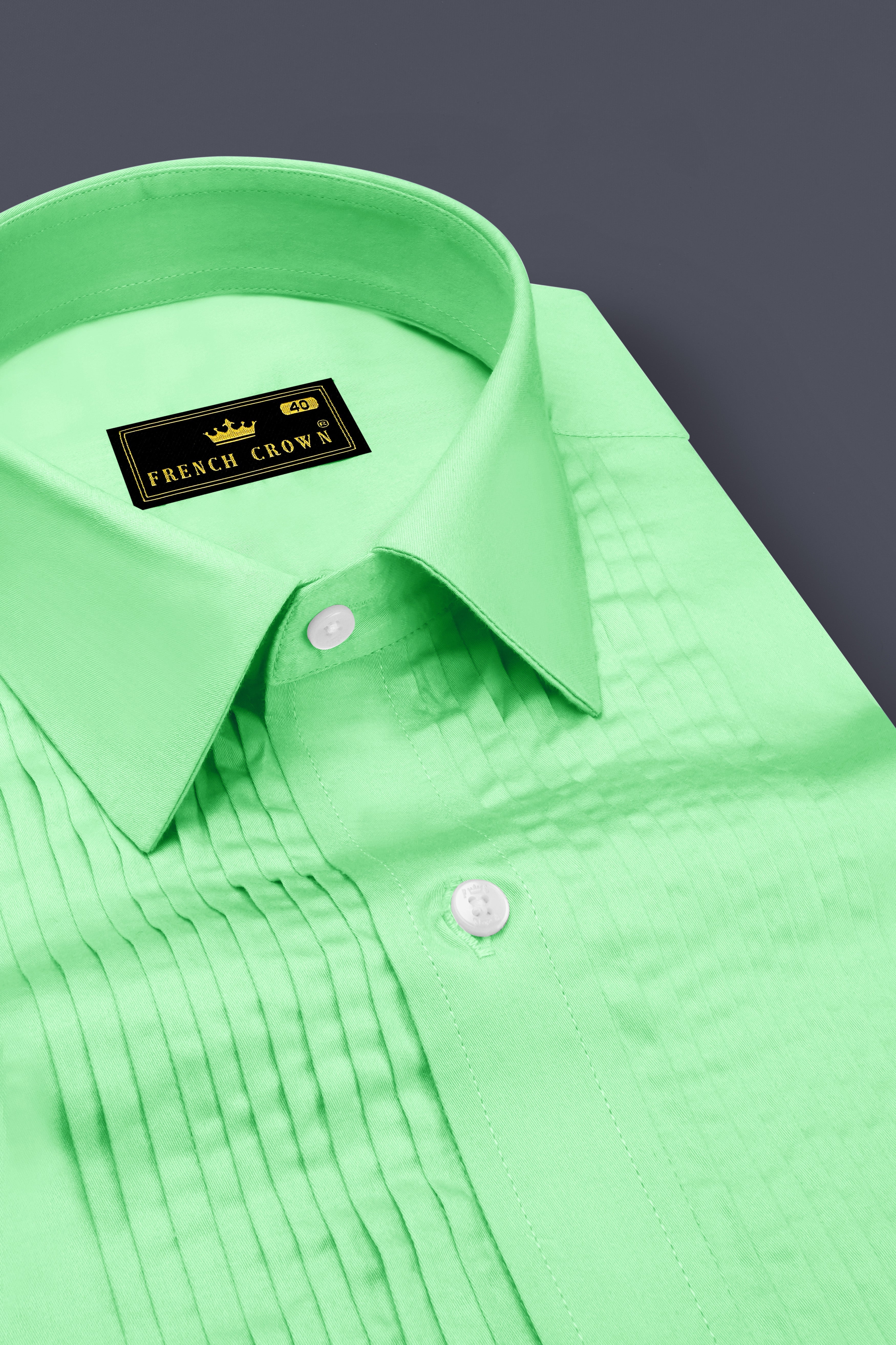 Verdoro Celadon Green Subtle Sheen Super Soft Premium Cotton Tuxedo Dress Shirt