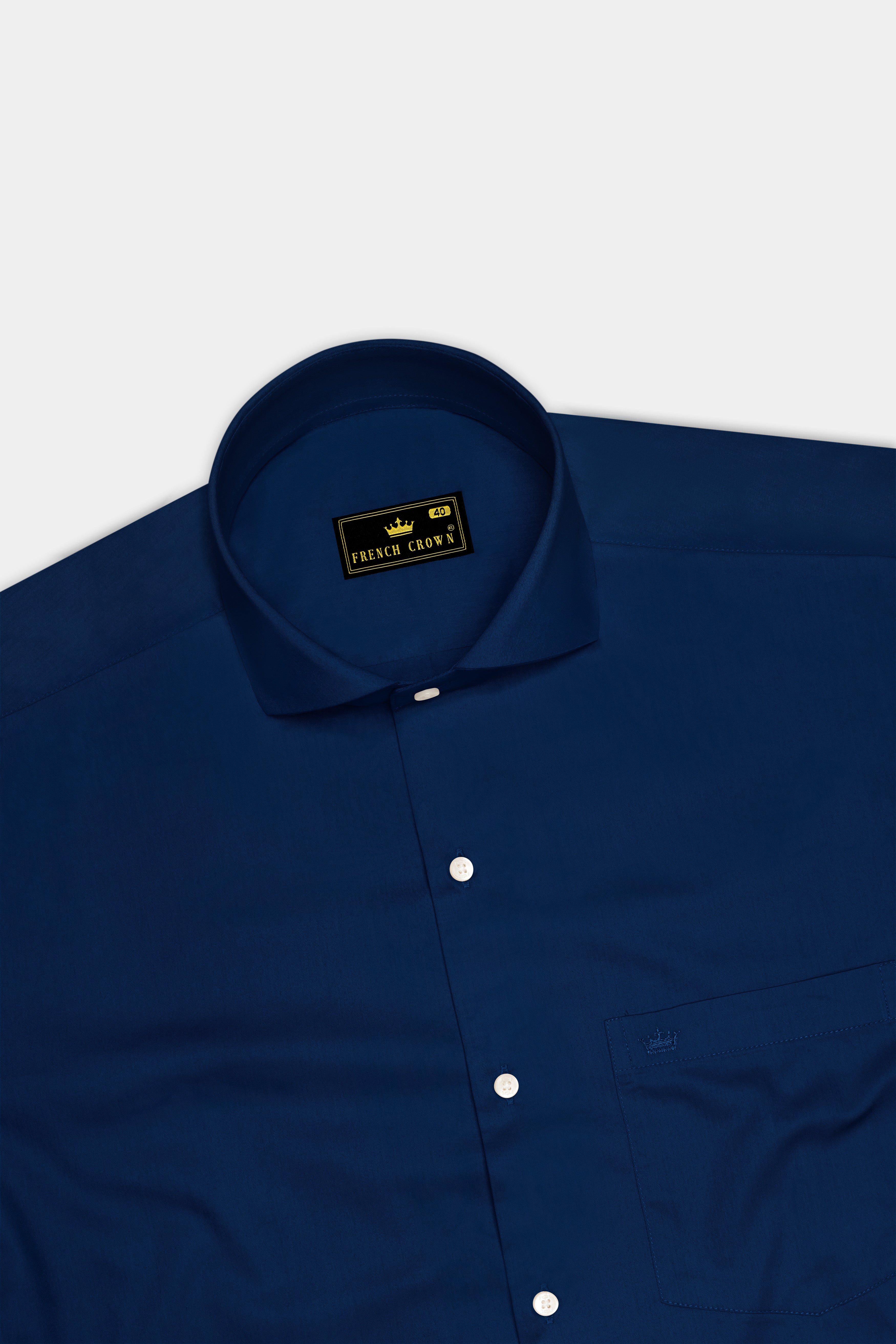 Nocturo Prussian Blue Subtle Sheen Super Soft Premium Cotton Cut Away Collar Dress Shirt