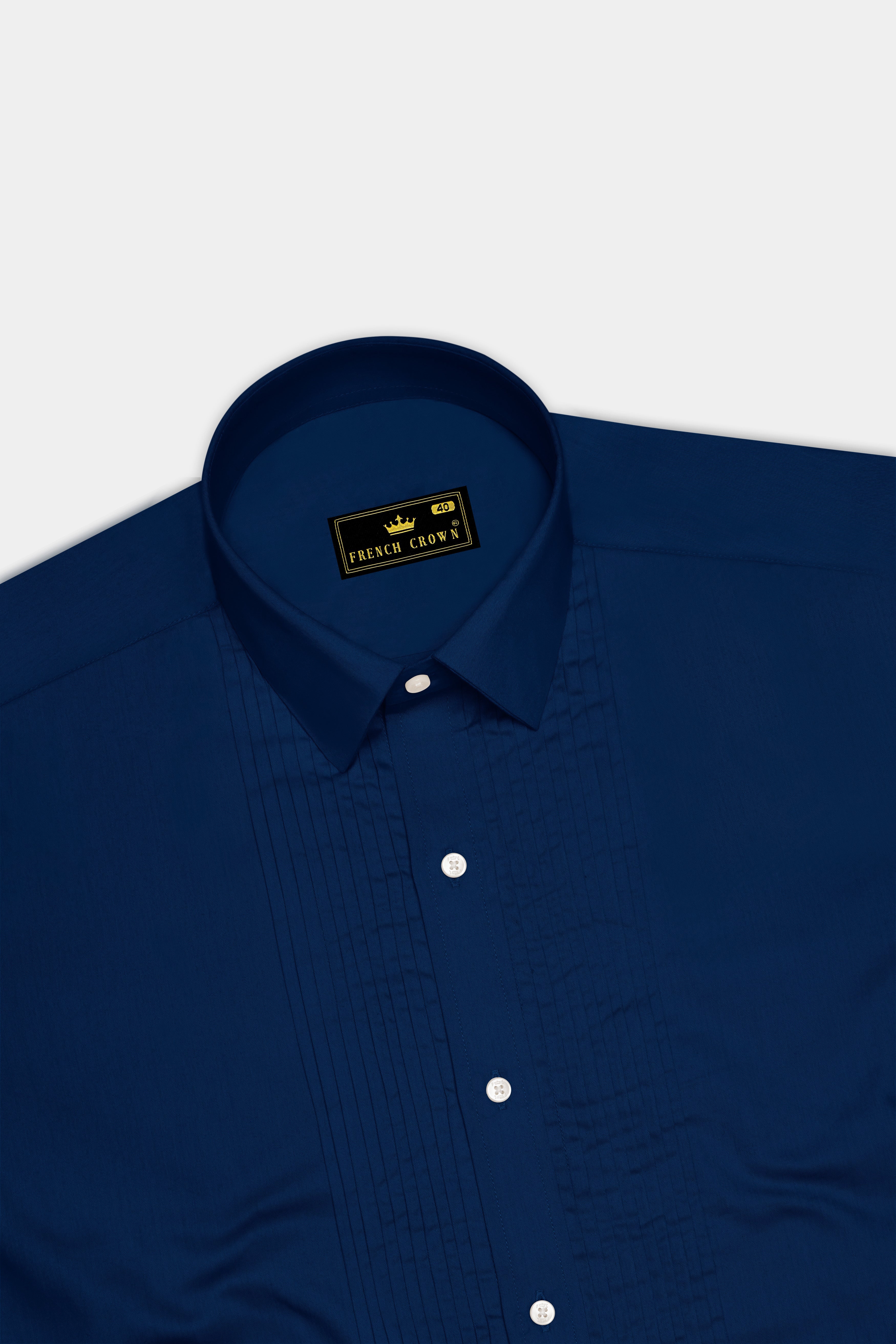 Nocturo Prussian Blue Subtle Sheen Super Soft Premium Cotton Tuxedo Dress Shirt