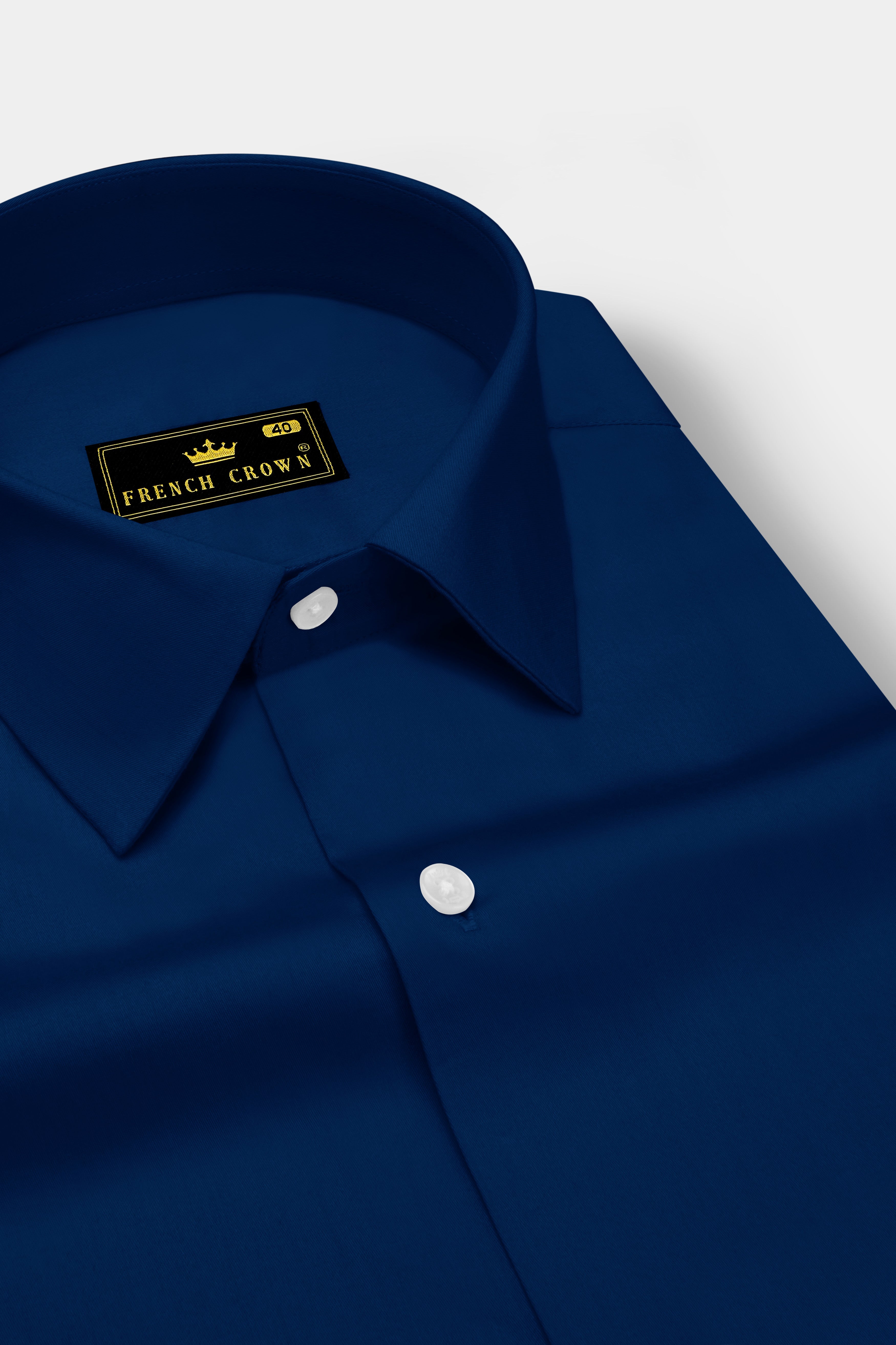 Nocturo Prussian Blue Subtle Sheen Super Soft Premium Cotton Dress Shirt