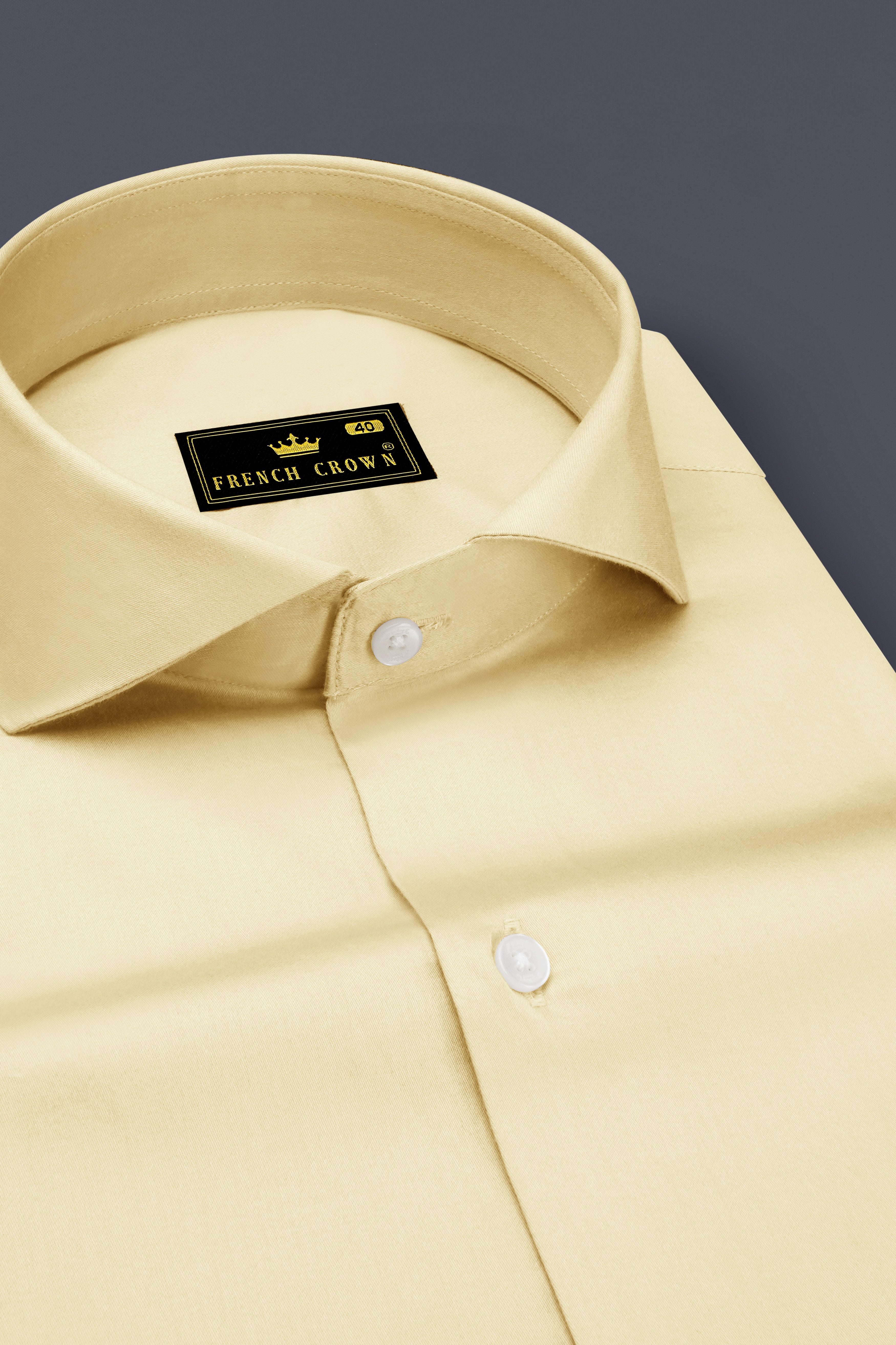 Ivoro Almond Cream Subtle Sheen Super Soft Premium Cotton Cut Away Collar Dress Shirt