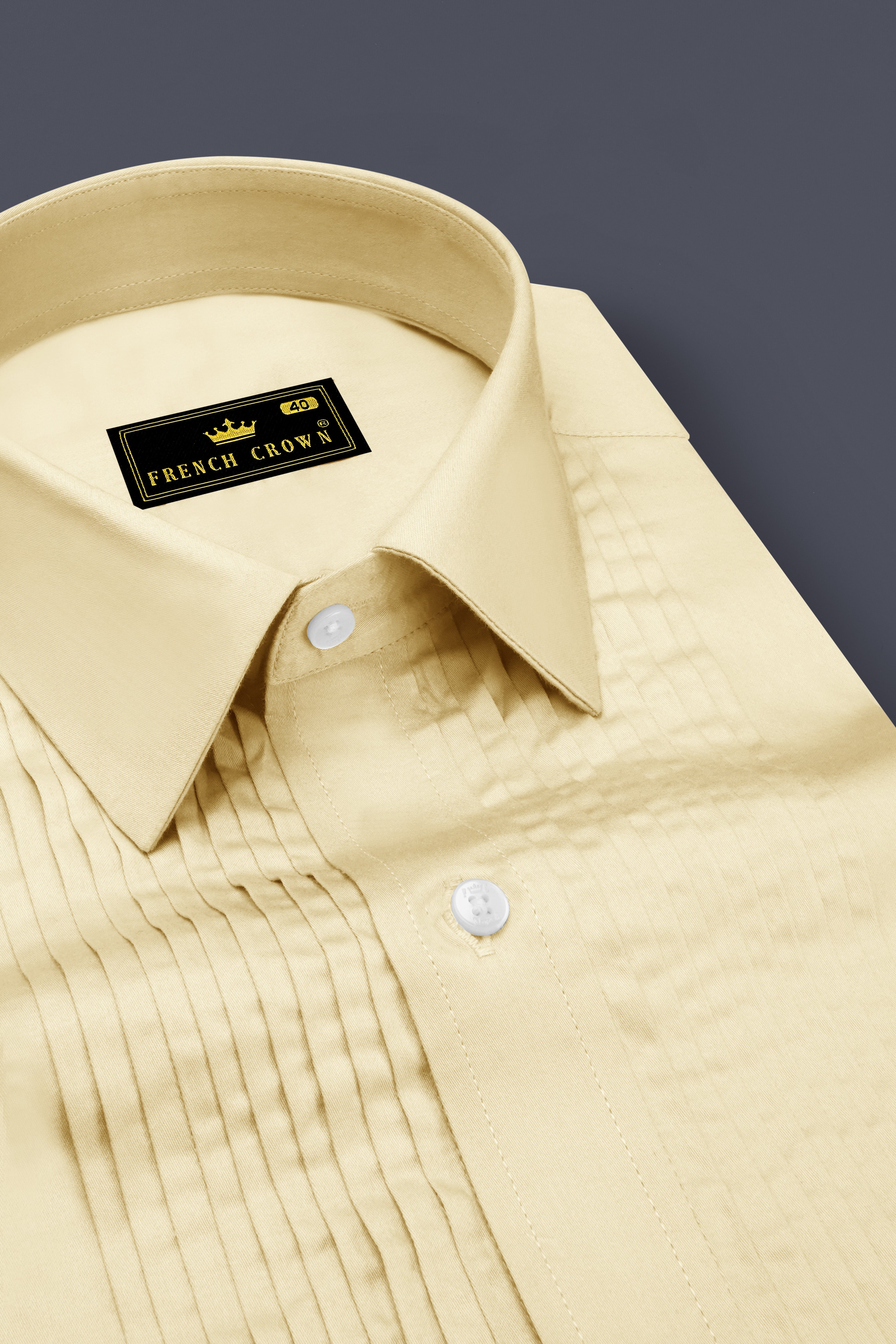 Ivoro Almond Cream Subtle Sheen Super Soft Premium Cotton Tuxedo Dress Shirt