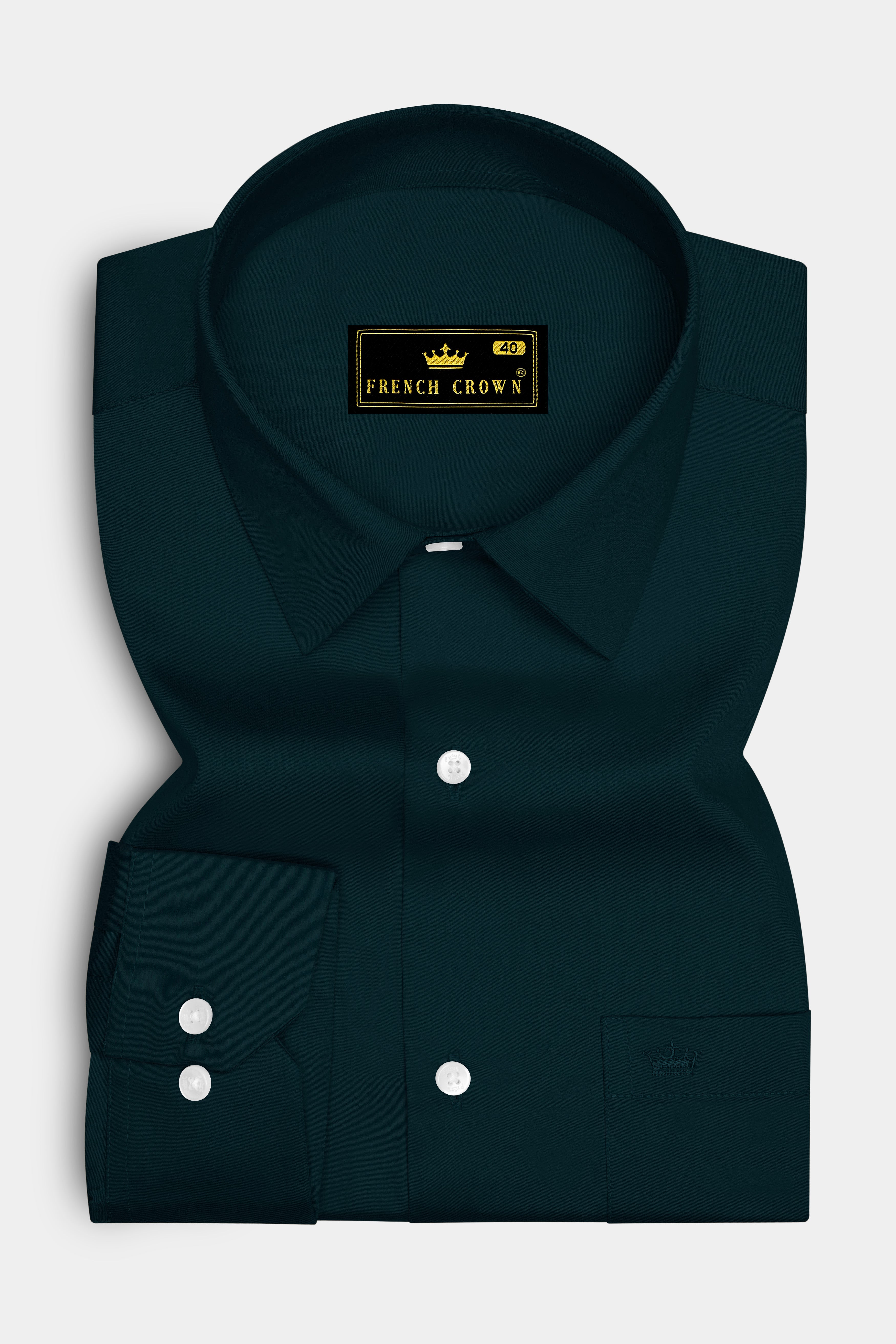 Olvoro Burnham Green Subtle Sheen Super Soft Premium Cotton Dress Shirt