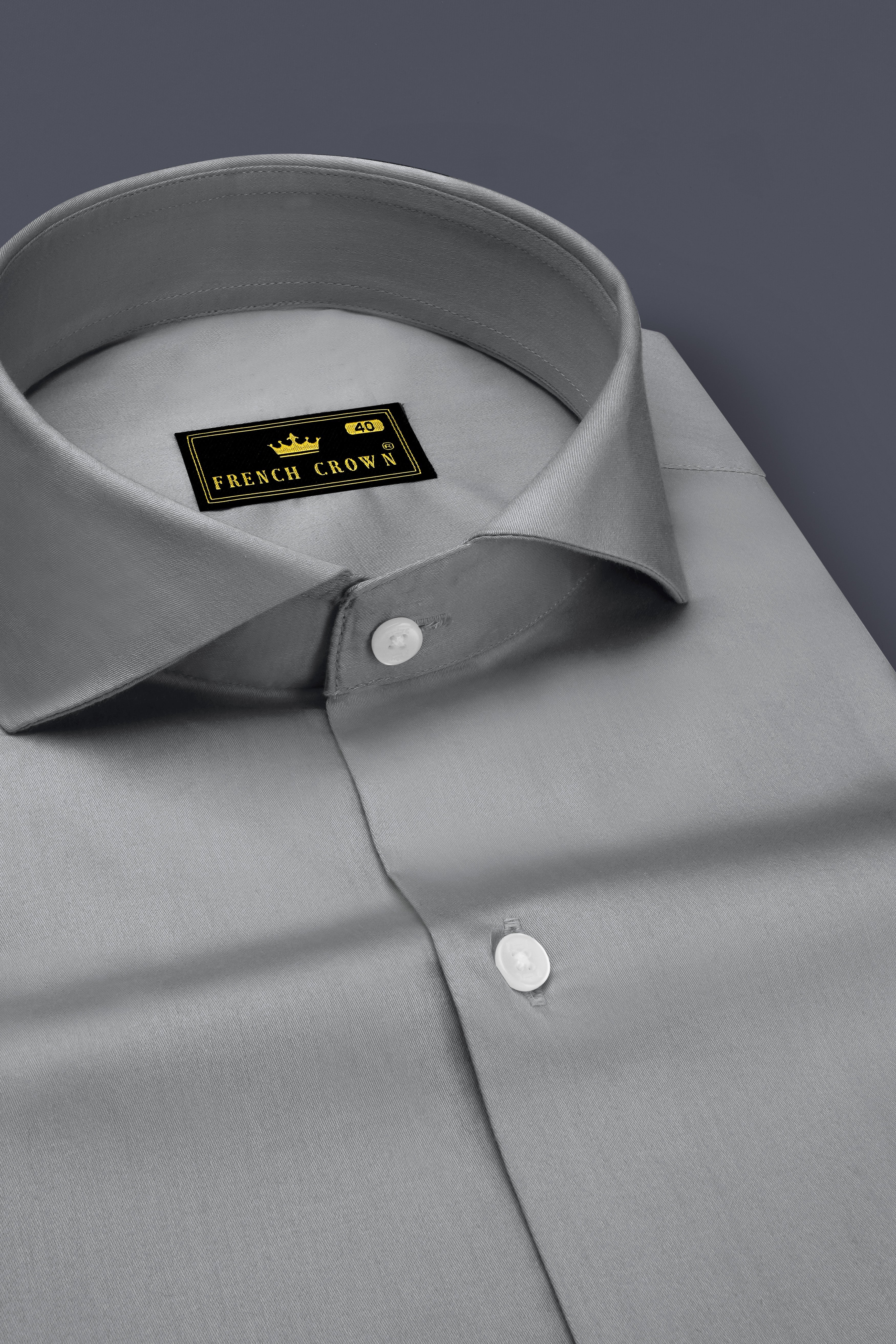Silvoro Martini Gray Subtle Sheen Super Soft Premium Cotton Cut Away Collar Dress Shirt