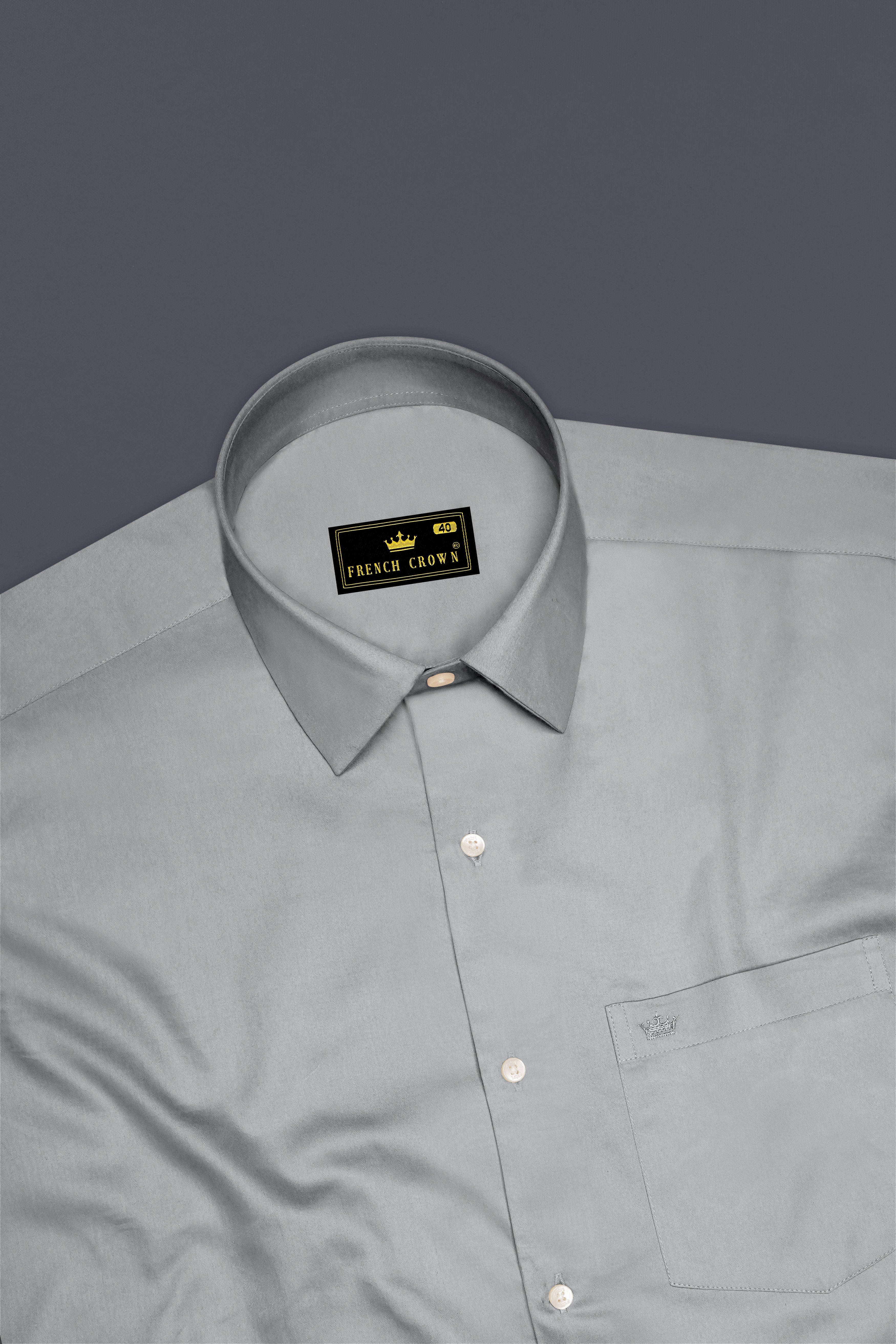 Silvoro Martini Gray Subtle Sheen Super Soft Premium Cotton Dress Shirt