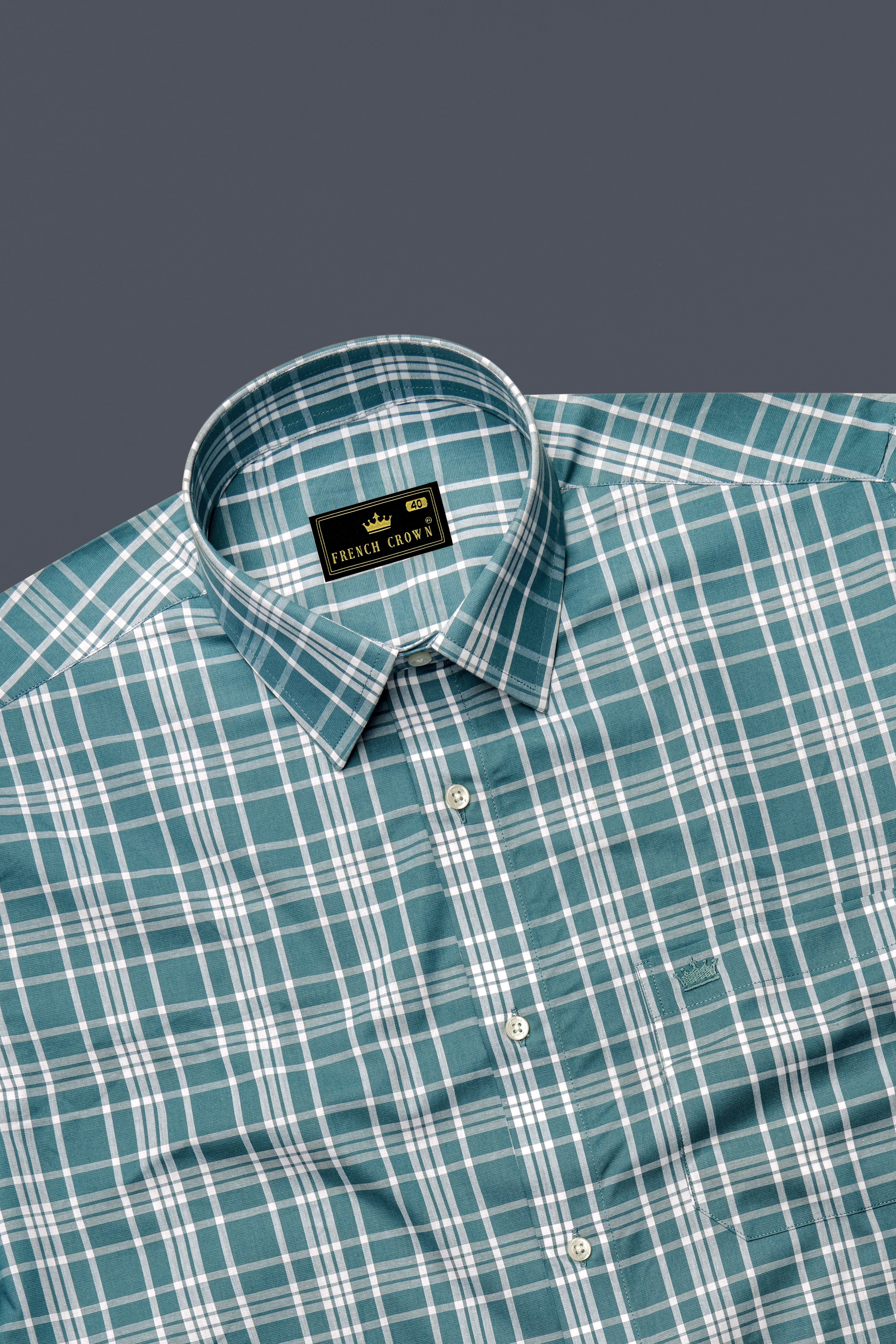 Regalis Bismark Green And Bright White Plaid Super Soft Premium Cotton Semi Formal Shirt