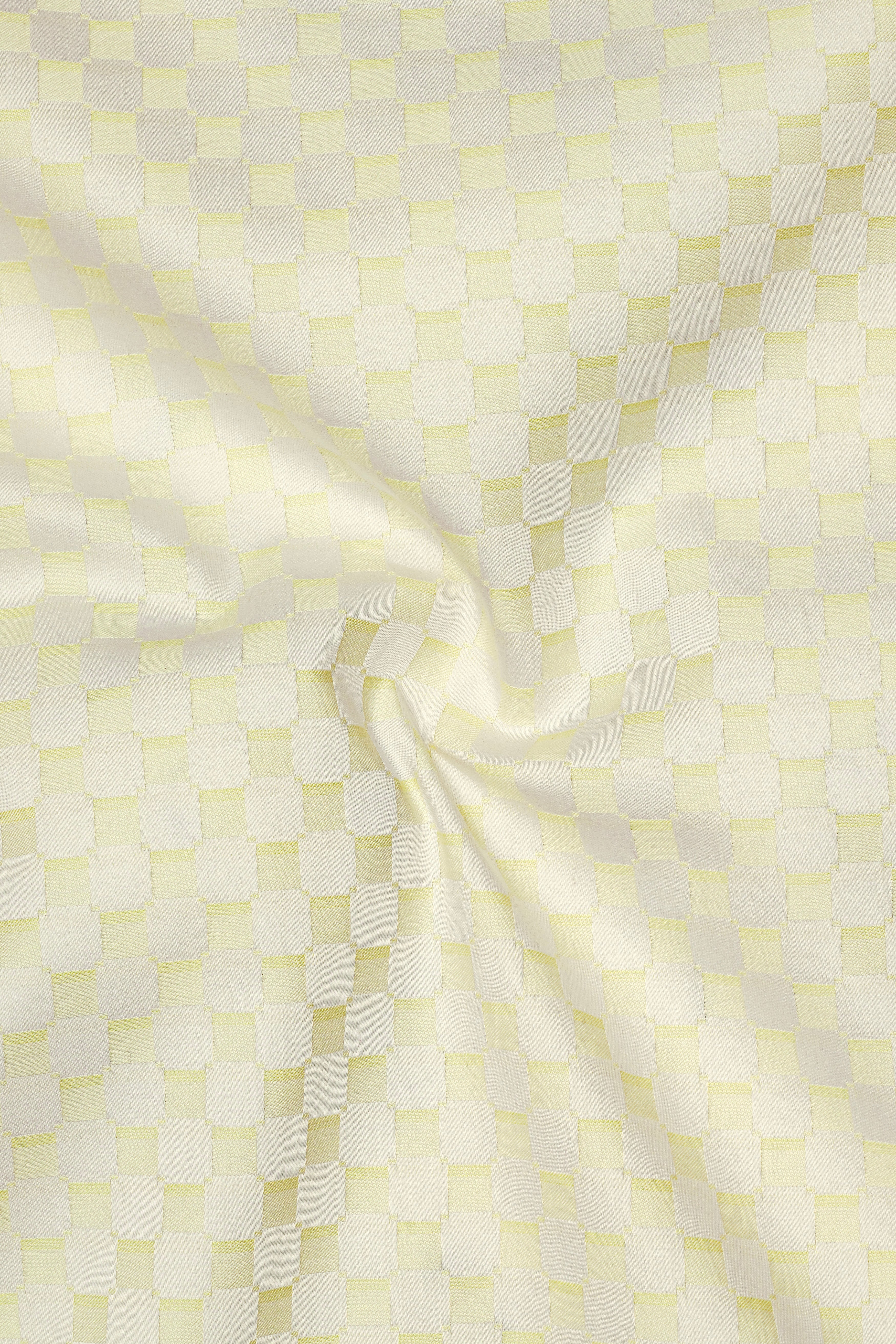 Aureno Raffia Yellow Jacquard Textured Premium Cotton Dress Shirt