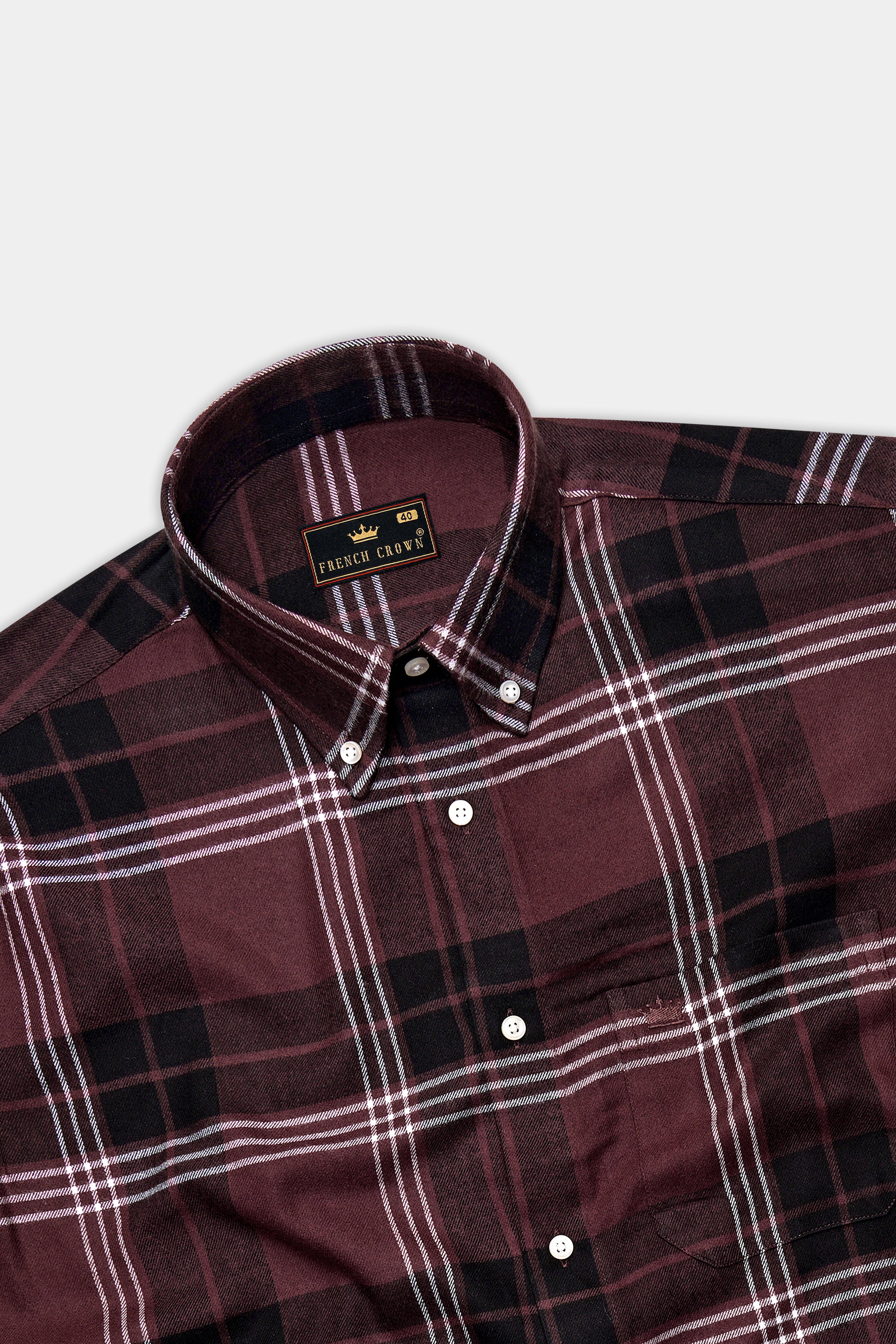 Umbero Crater Brown Plaid Flannel Premium Cotton Casual Shirt