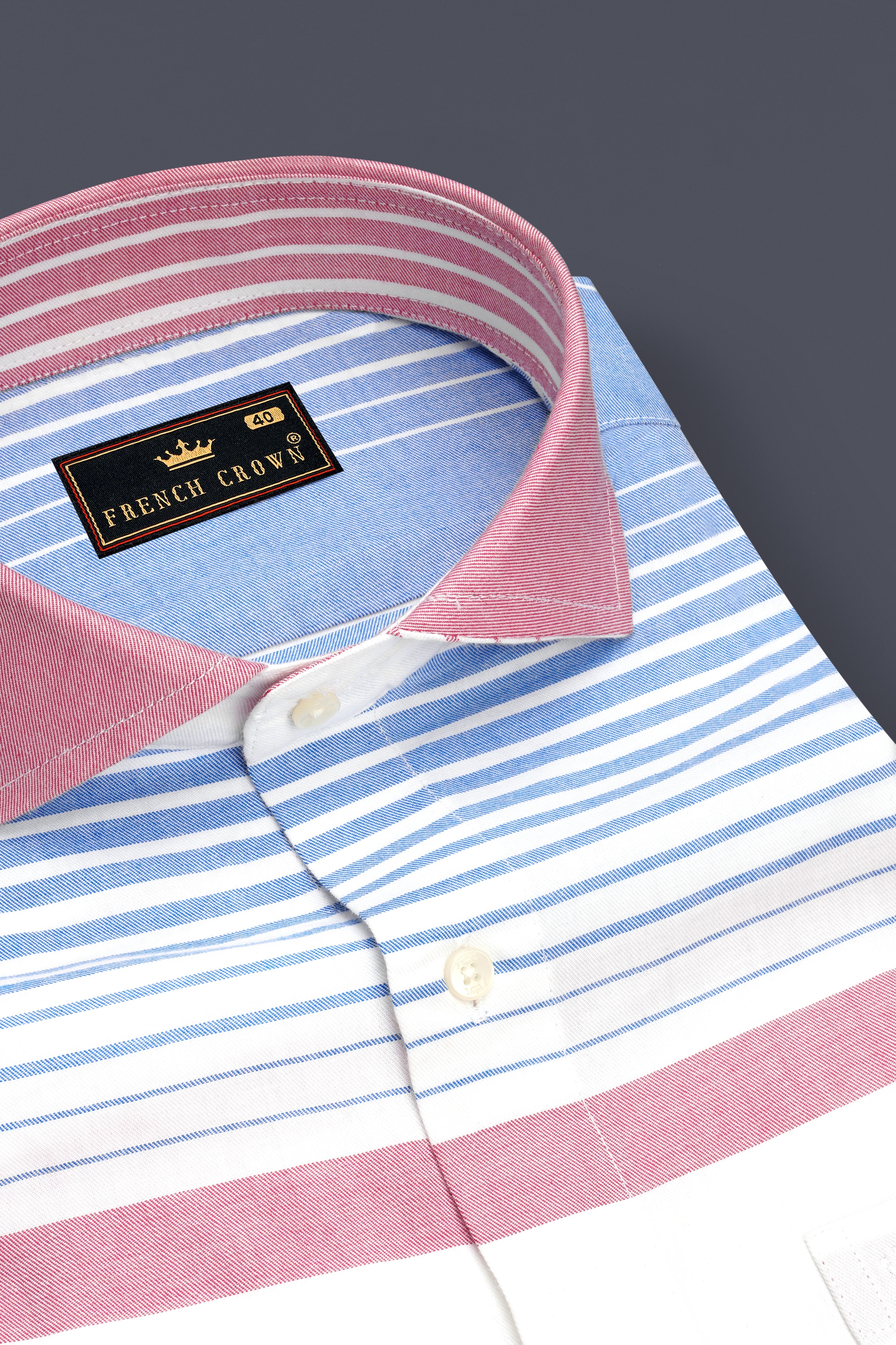 Pastoro Wewak Pink And Jordy Blue Striped Twill Premium Cotton Casual Shirt