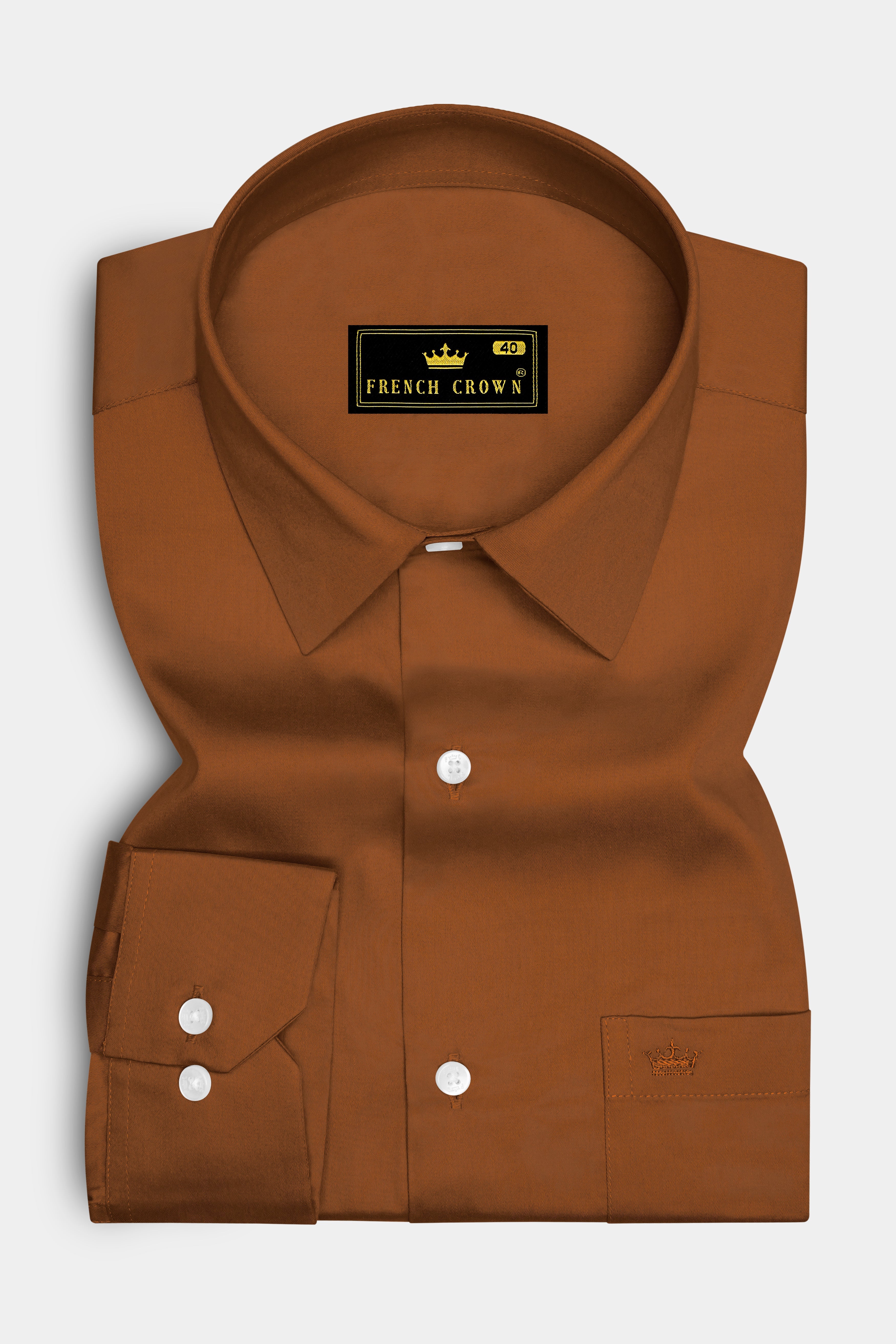 Umbero-Walnut Brown Subtle Sheen Super Soft Premium Cotton Dress Shirt