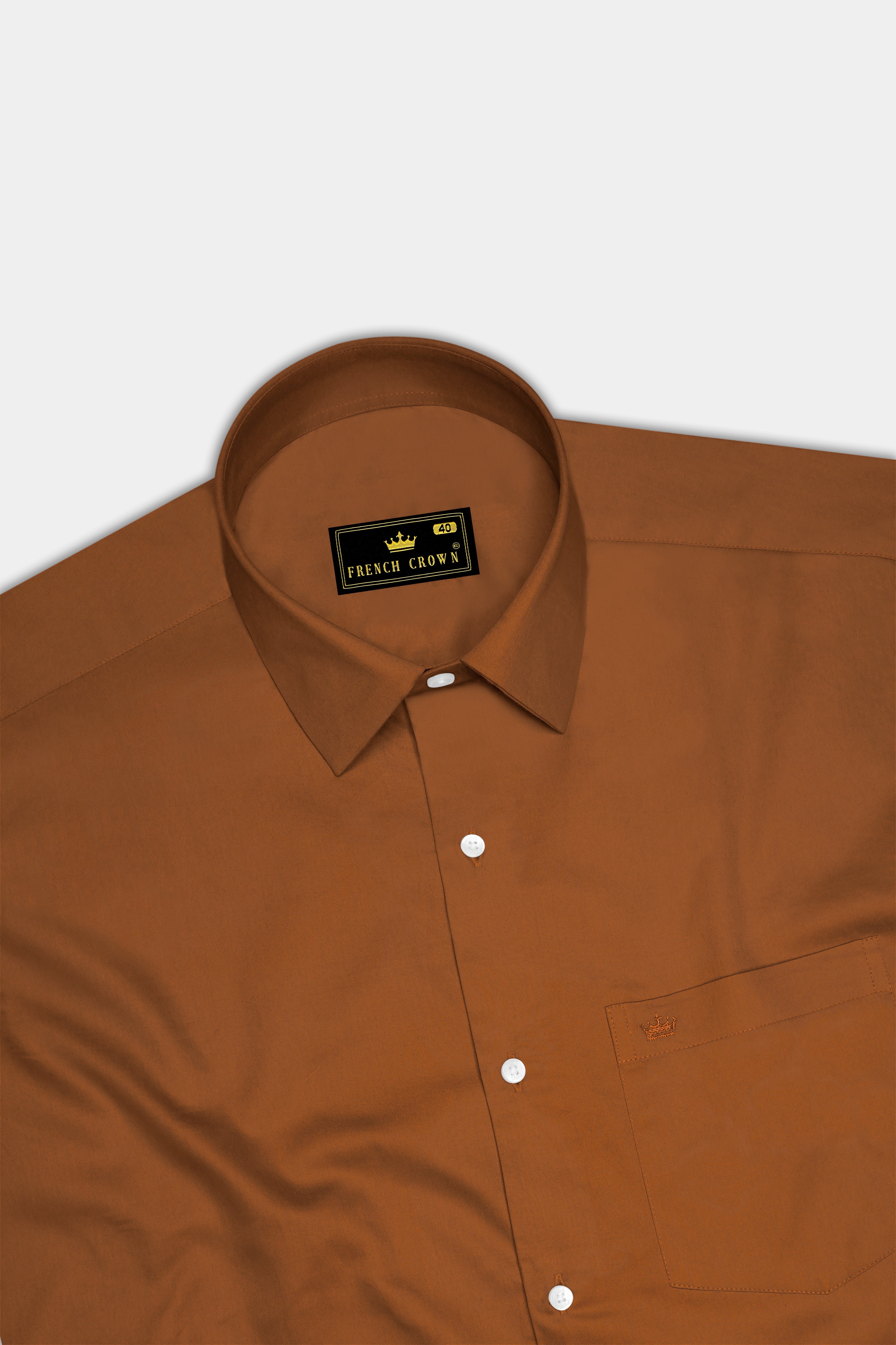Umbero-Walnut Brown Subtle Sheen Super Soft Premium Cotton Dress Shirt
