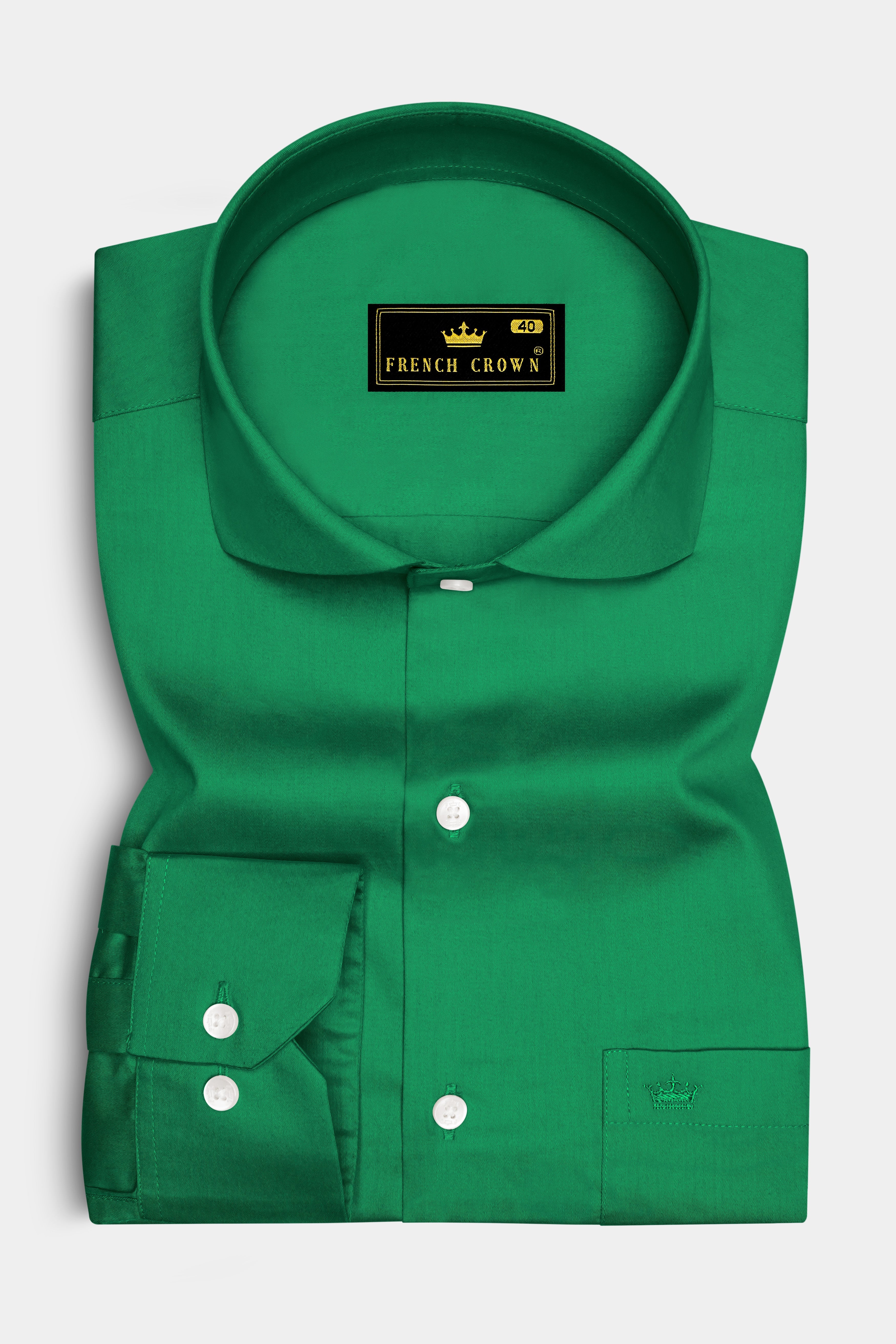 Emeron-Jewel Green Subtle Sheen Super Soft Premium Cotton Cut Away Collar Dress Shirt