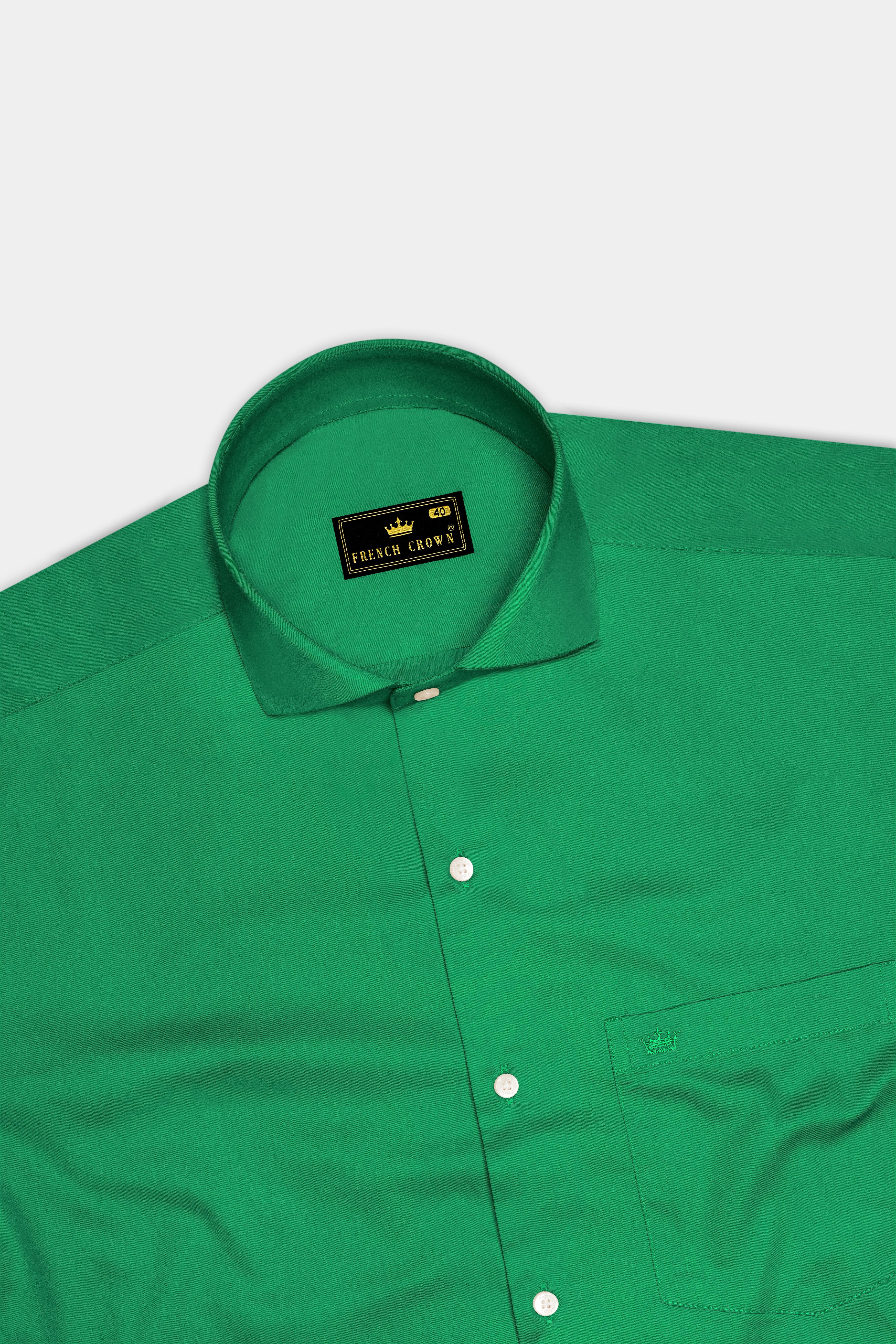 Emeron-Jewel Green Subtle Sheen Super Soft Premium Cotton Cut Away Collar Dress Shirt