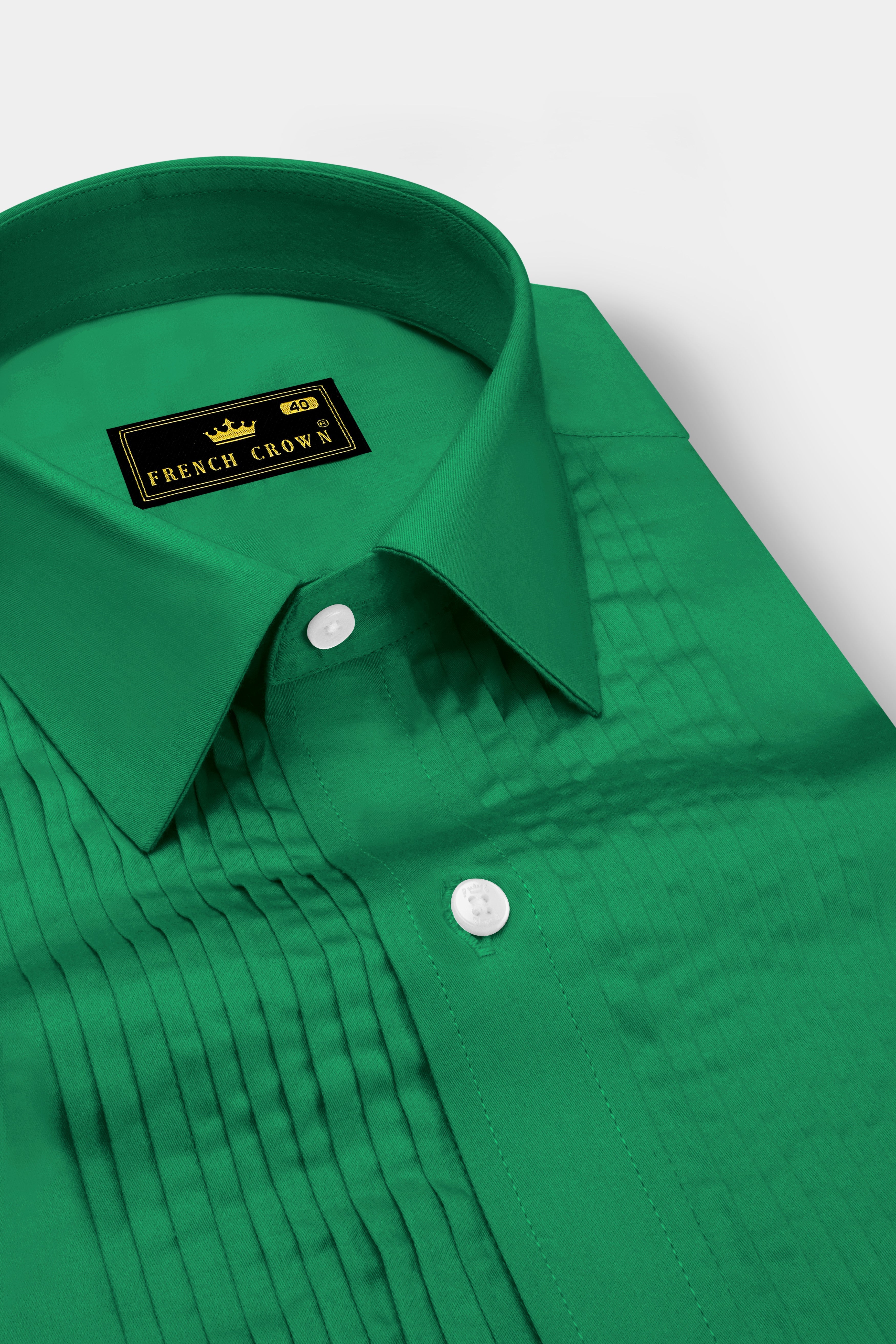 Emeron-Jewel Green Subtle Sheen Super Soft Premium Cotton Tuxedo Dress Shirt