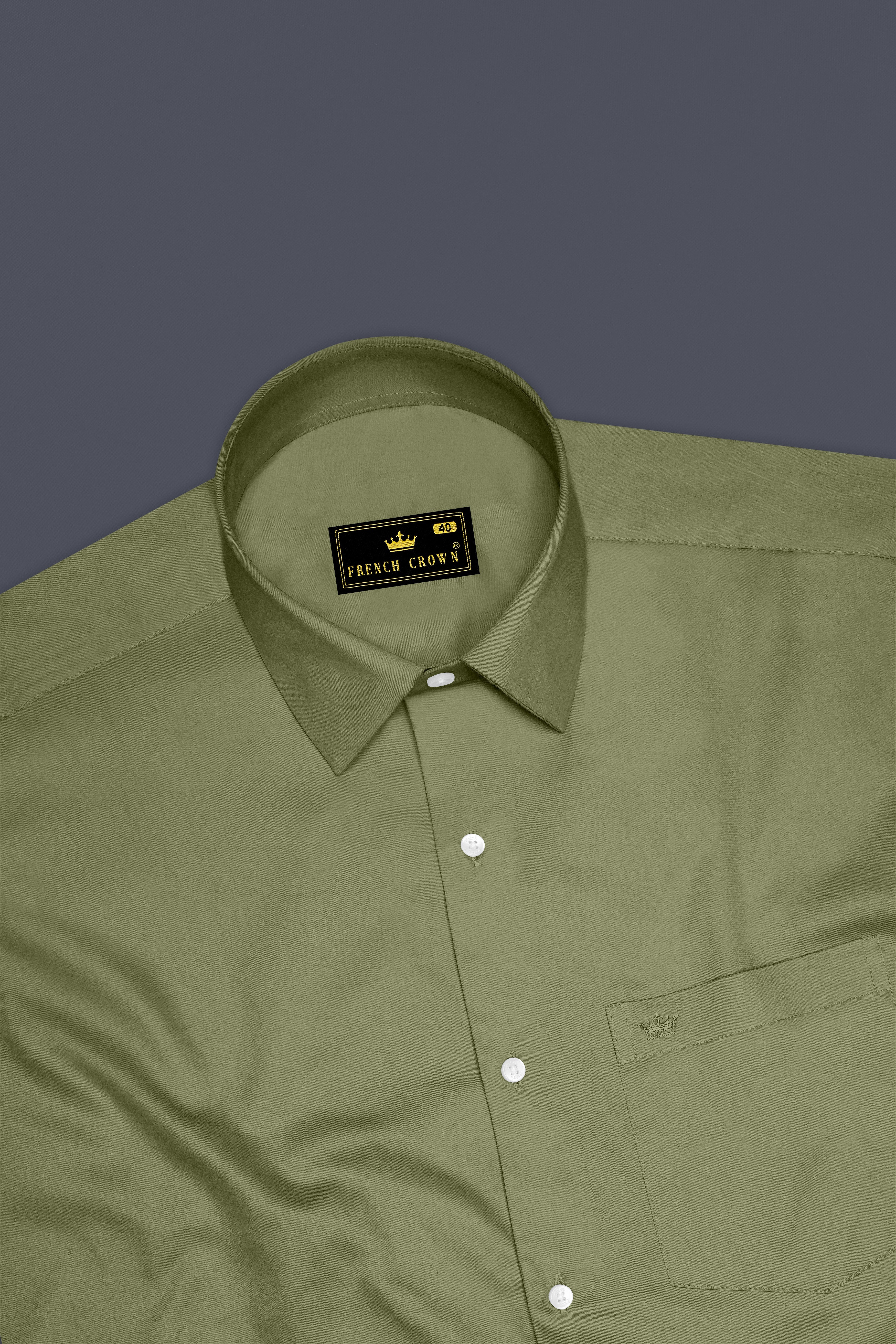 Olvoro-Flex Smoke Green Plain Solid Formal Premium Cotton Shirt For Men Olvoro-Flex Smoke Green Plain Solid Formal Premium Cotton Shirt For Men