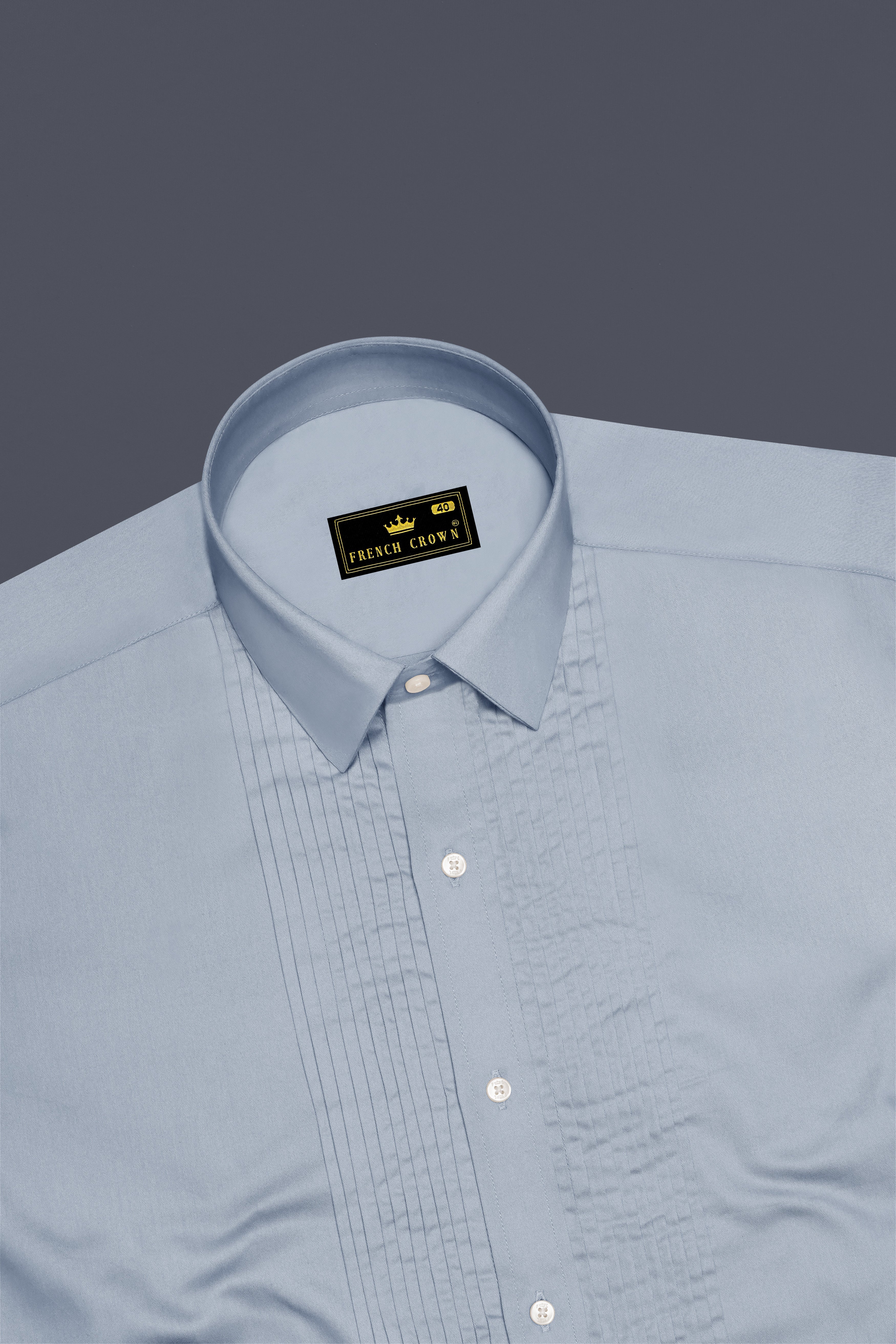 Aurecad-Cadet Gray Subtle Sheen Super Soft Premium Cotton Tuxedo Dress Shirt