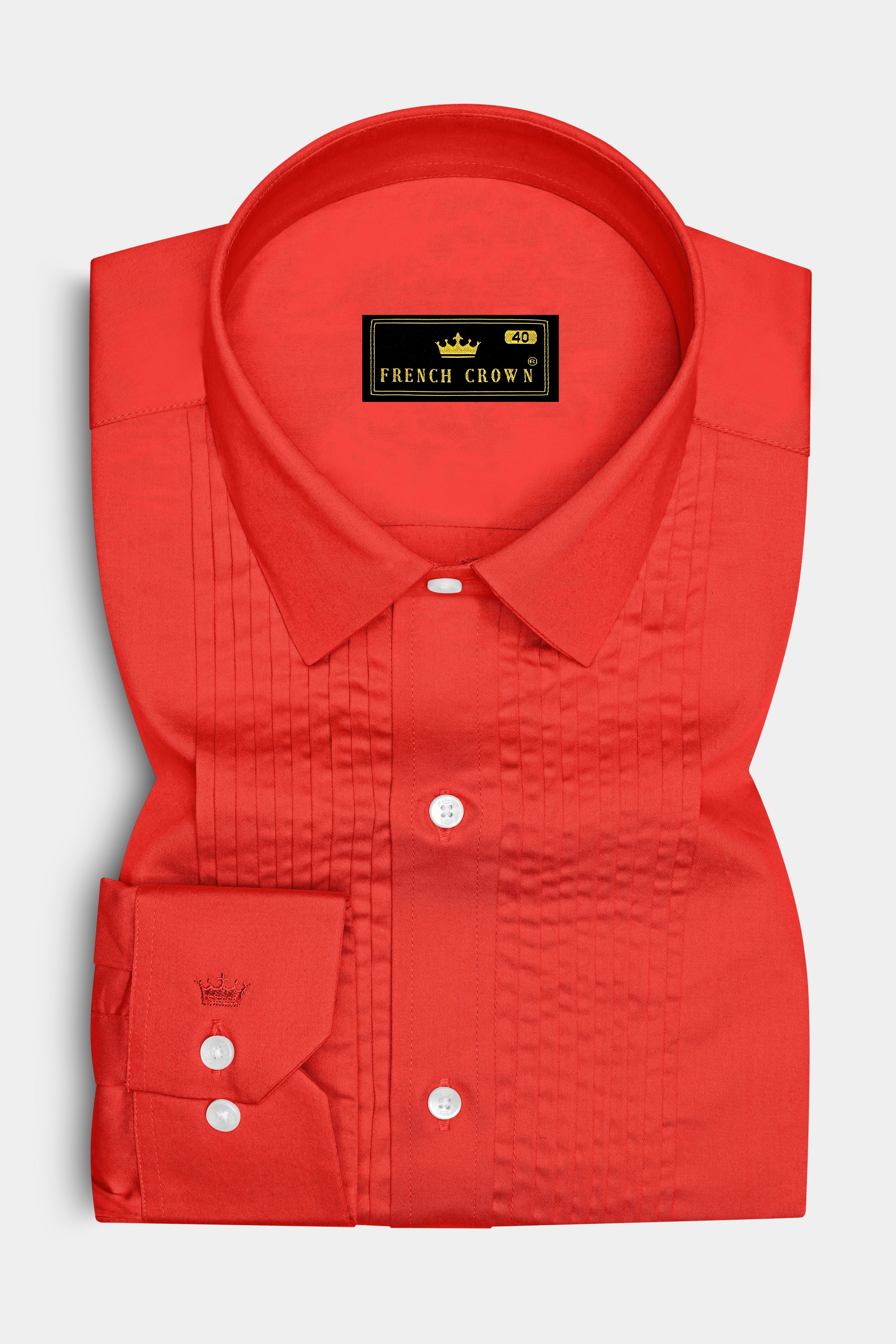 Mandoro-Coral Orange Subtle Sheen Super Soft Premium Cotton Tuxedo Dress Shirt