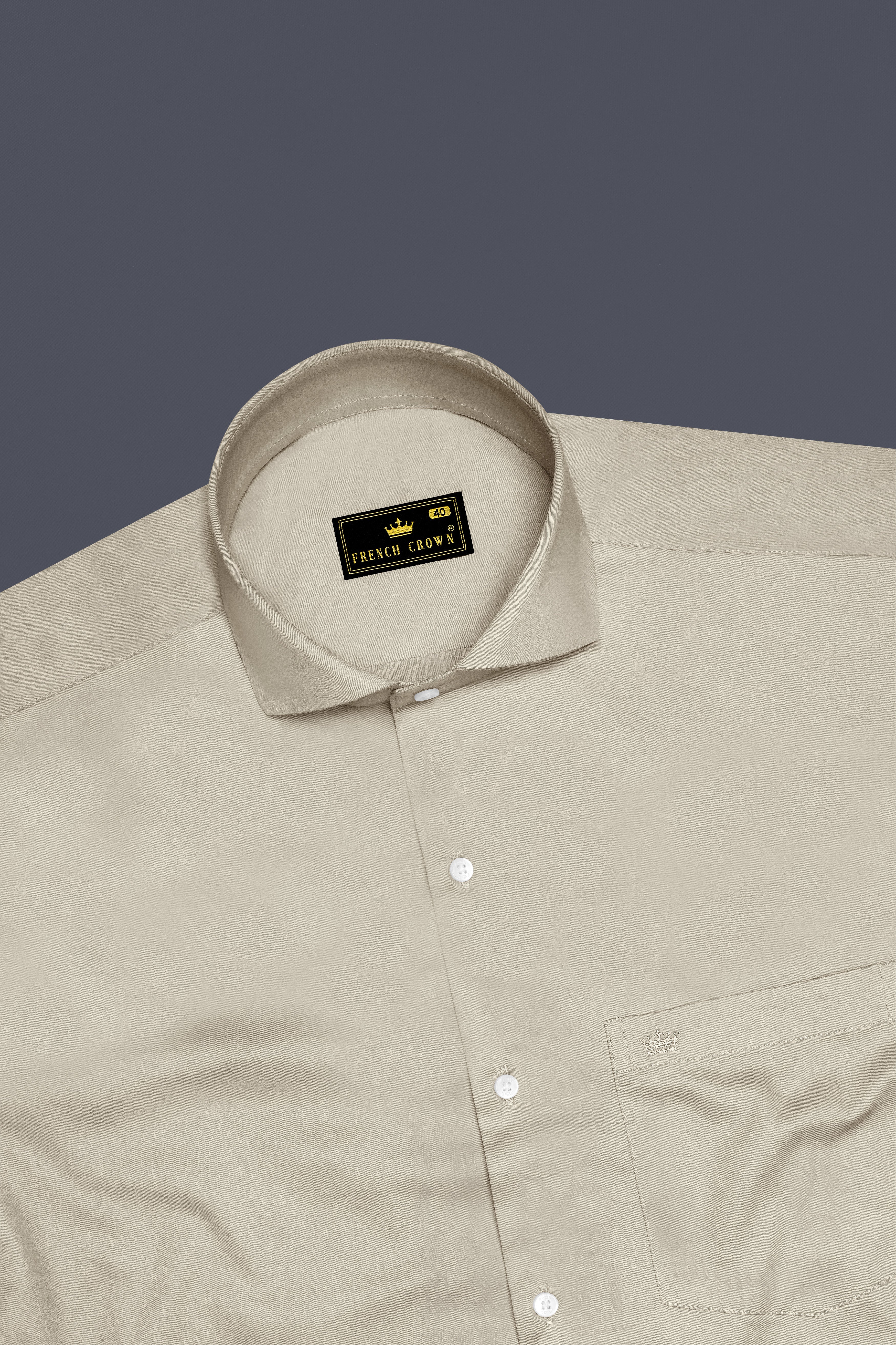 Ivoro-Malta Cream Subtle Sheen Super Soft Premium Cotton Cut Away Collar Dress Shirt