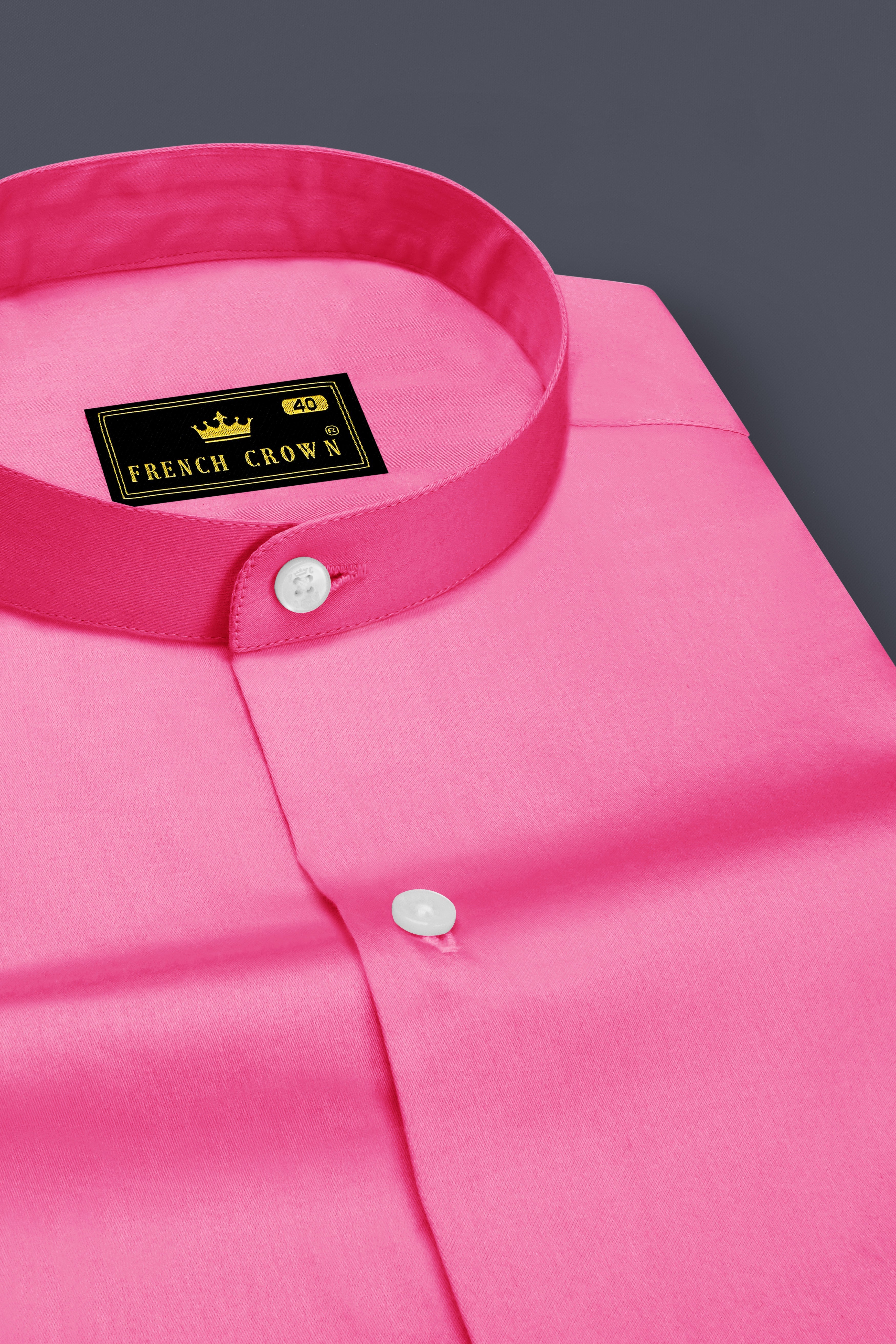 Blushoro-Thulian Pink Subtle Sheen Super Soft Premium Cotton Mandarin Dress Shirt