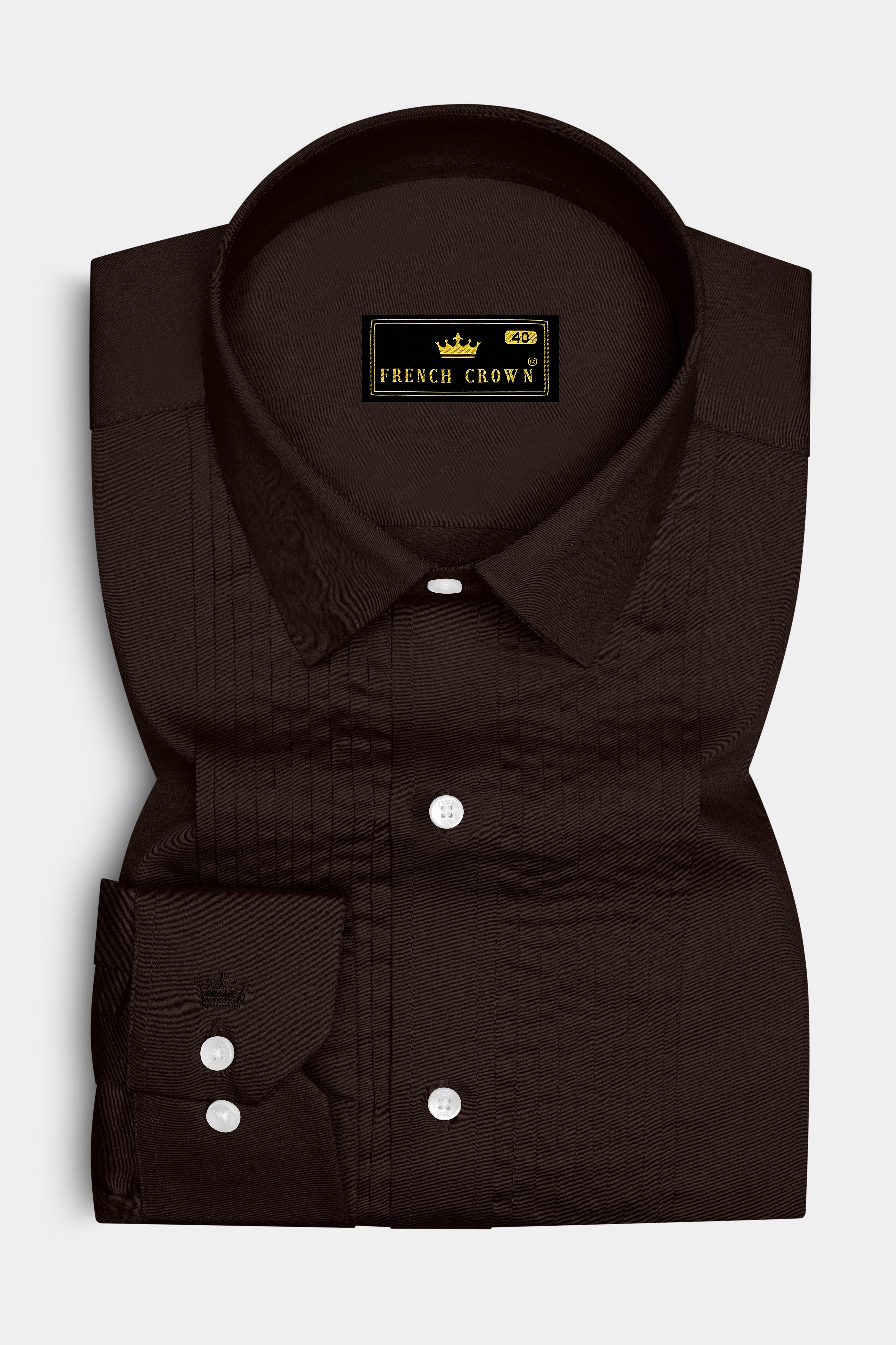 Umbero-Eternity Brown Subtle Sheen Super Soft Premium Cotton Tuxedo Dress Shirt