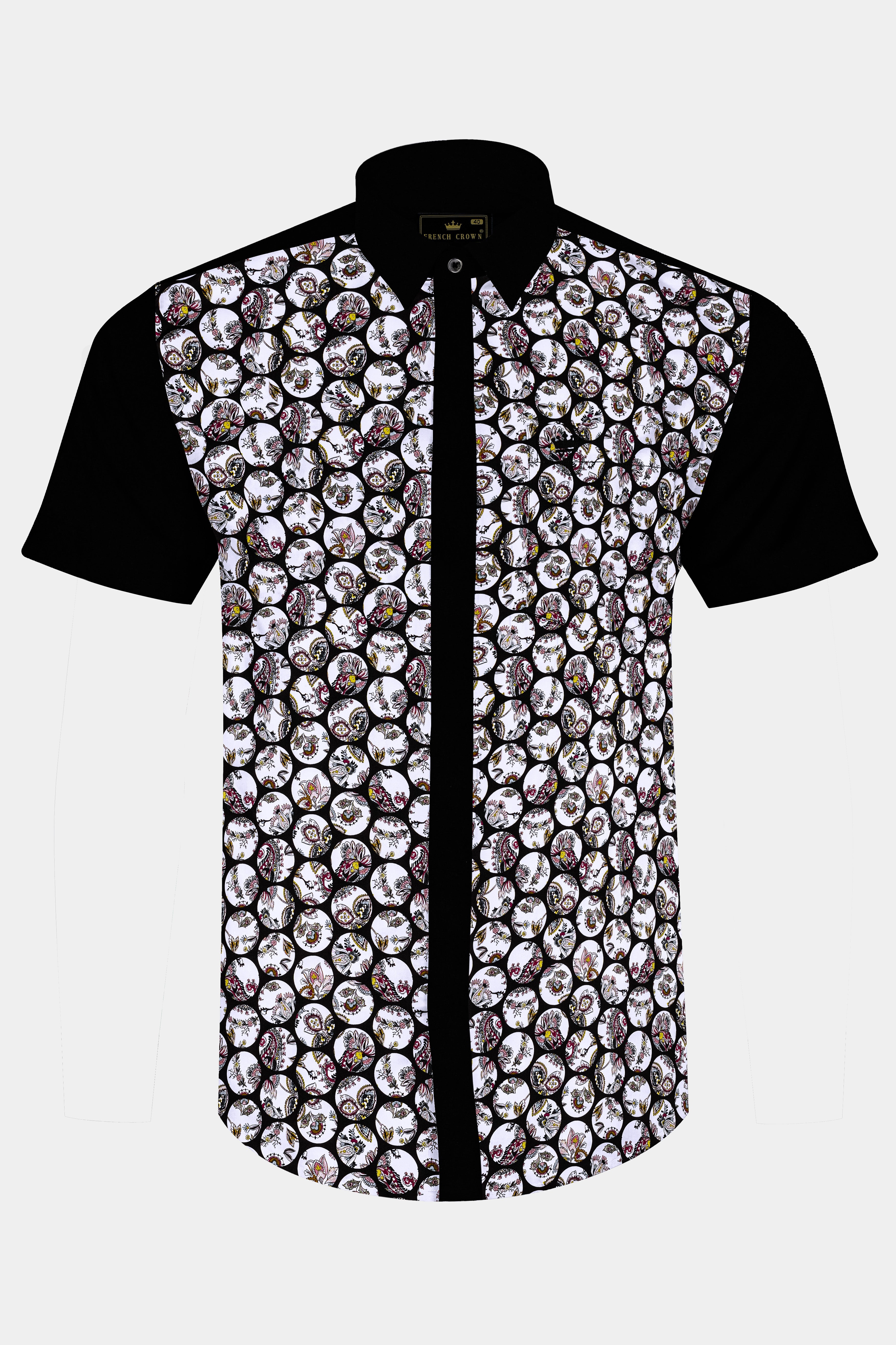 Obsidique-Jade Black Floral Medallion Printed Subtle Sheen Super Soft Designer Casual Shirt