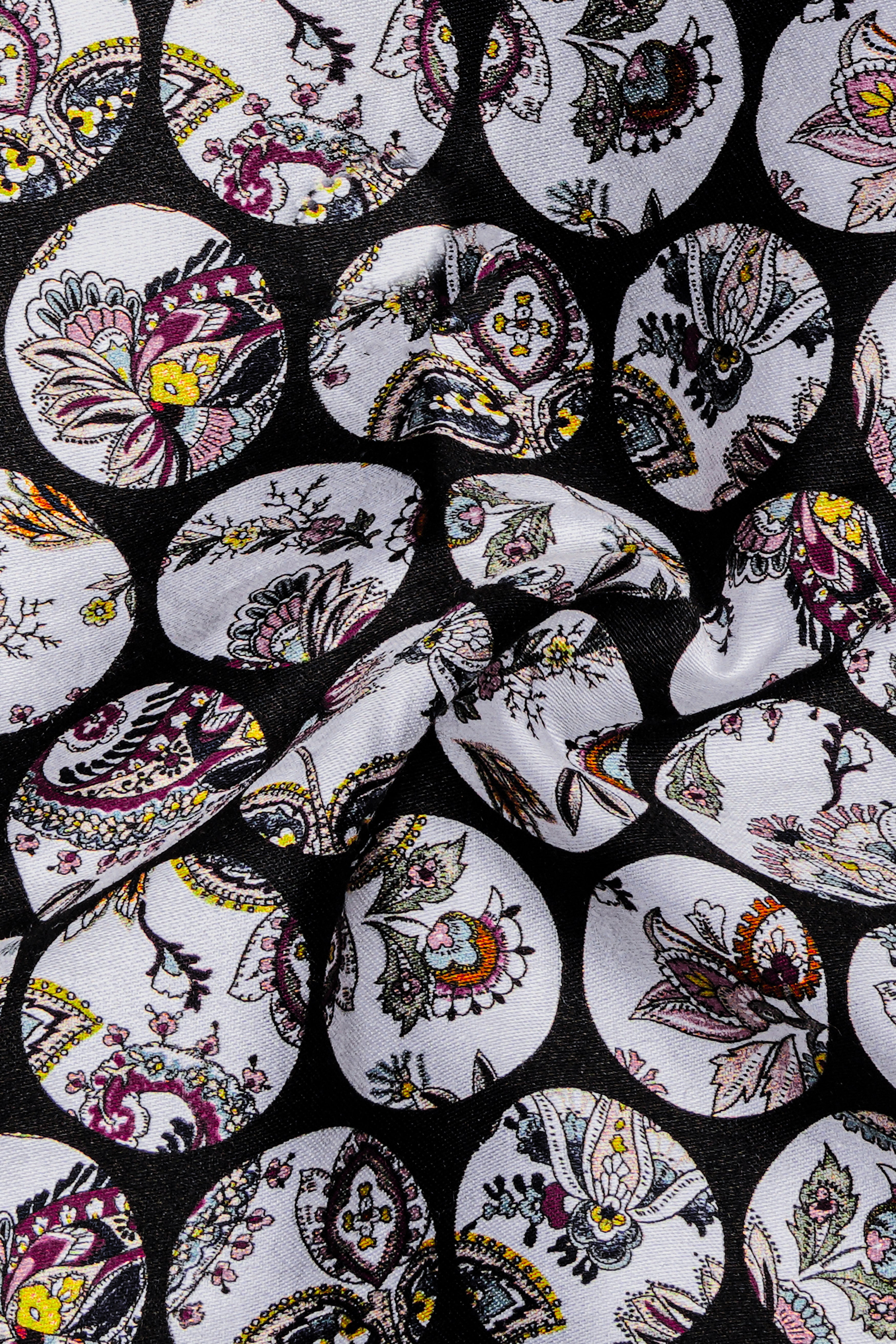 Obsidique-Jade Black Floral Medallion Printed Subtle Sheen Super Soft Designer Casual Shirt