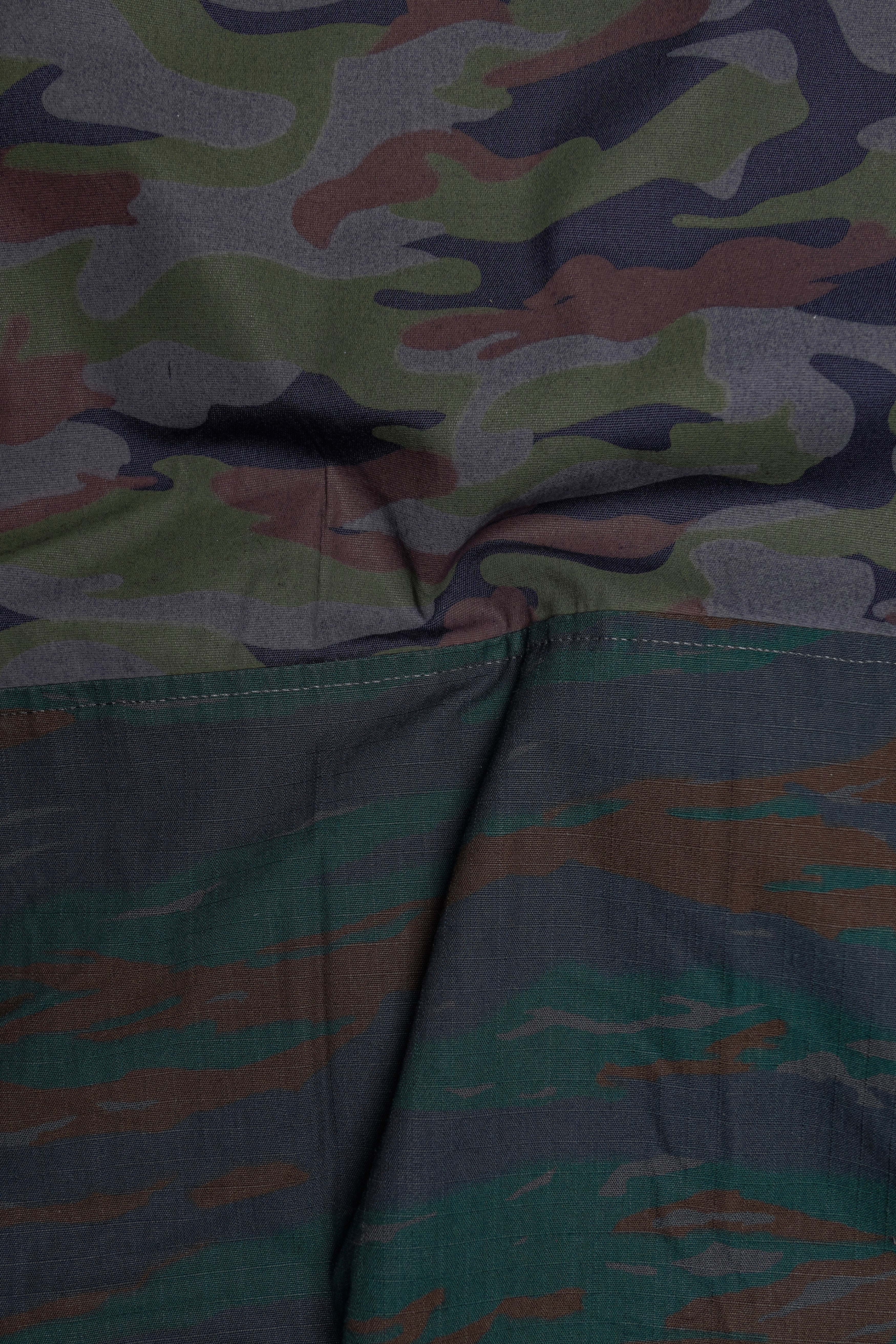 Camoir-Liver Gray And Lunar Green Camouflage Printed Heavyweight Designer Hoodie with Zipper Closure