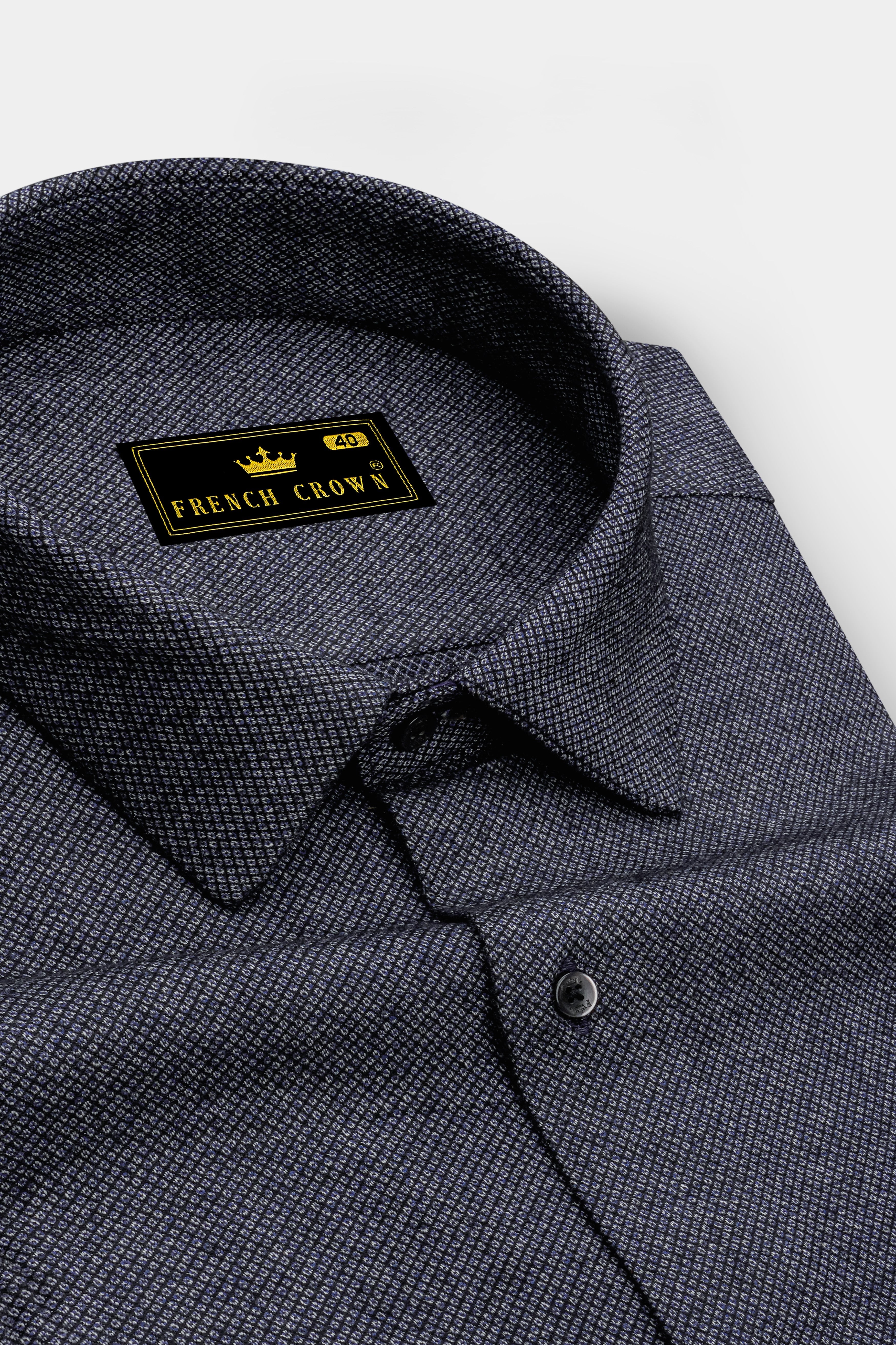 Flantrix-Anchor Gray Textured heavy weight Flannel Premium Cotton Semi Formal Shirt