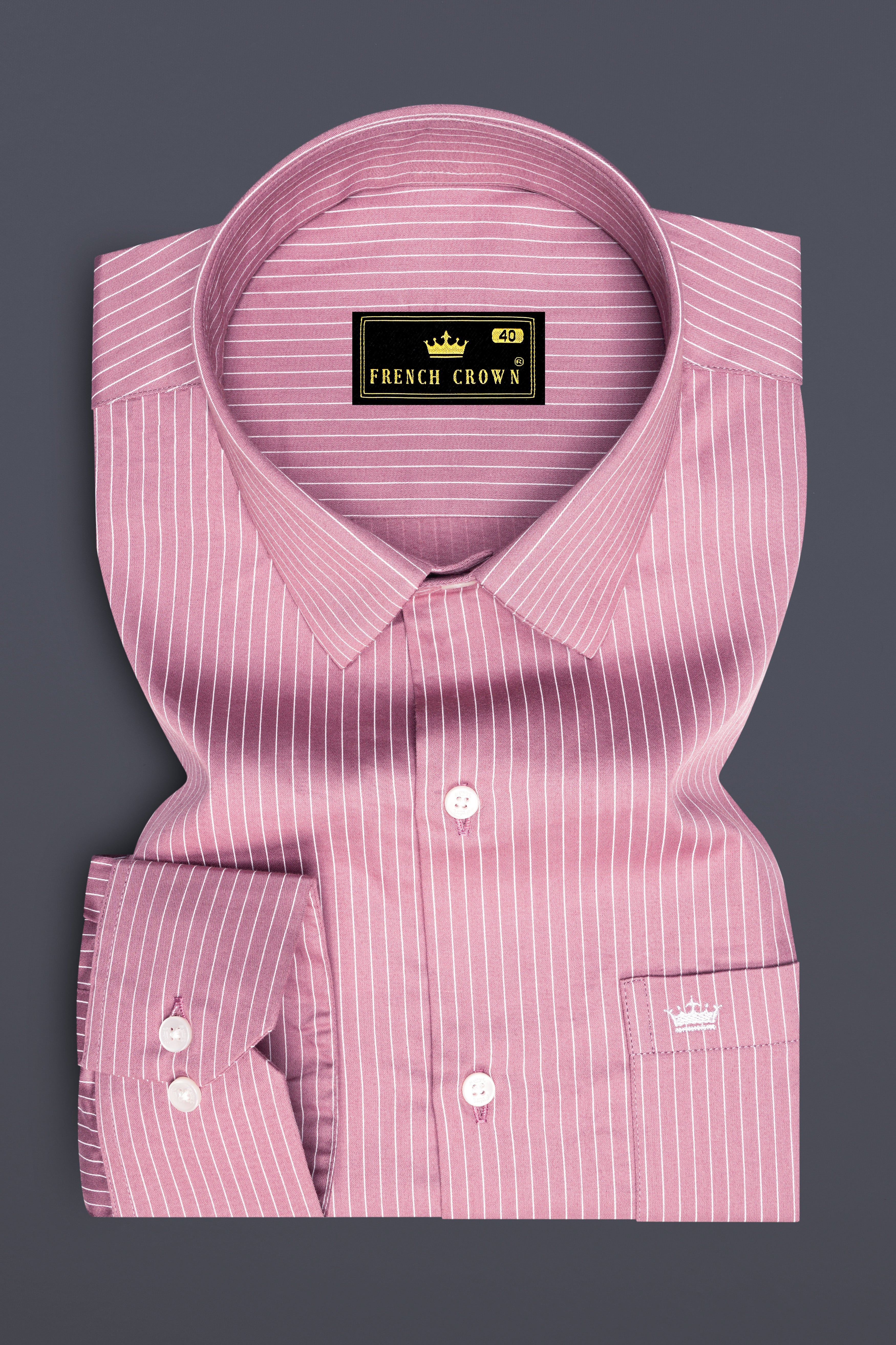 Blush-Bazaar Pink Pin Striped Subtle Sheen Super Soft Premium Cotton Dress Shirt