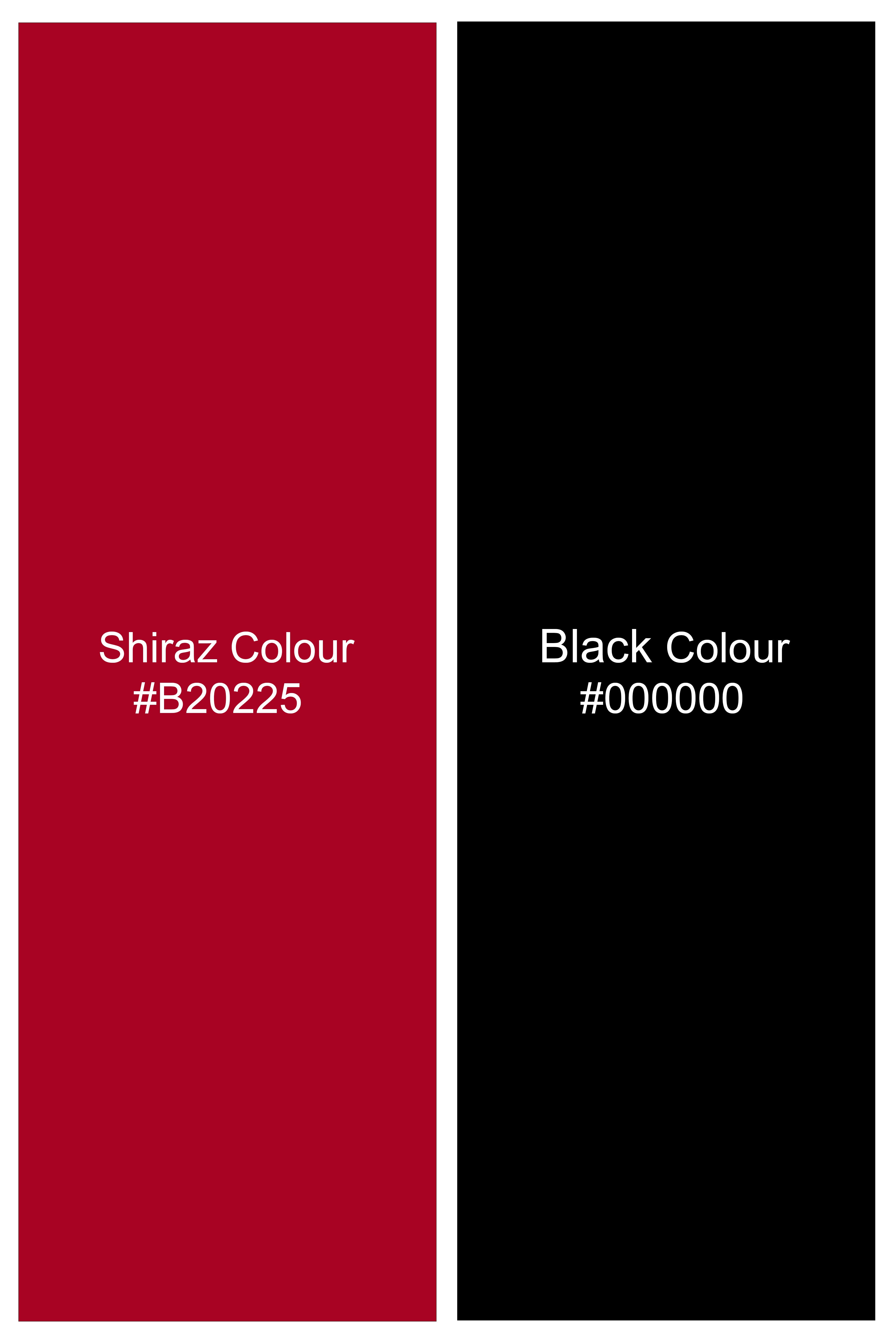 Velshiraz-Shiraz Red And Jade Black Regimental Striped Subtle Sheen Super Soft Premium Cotton Dress Shirt