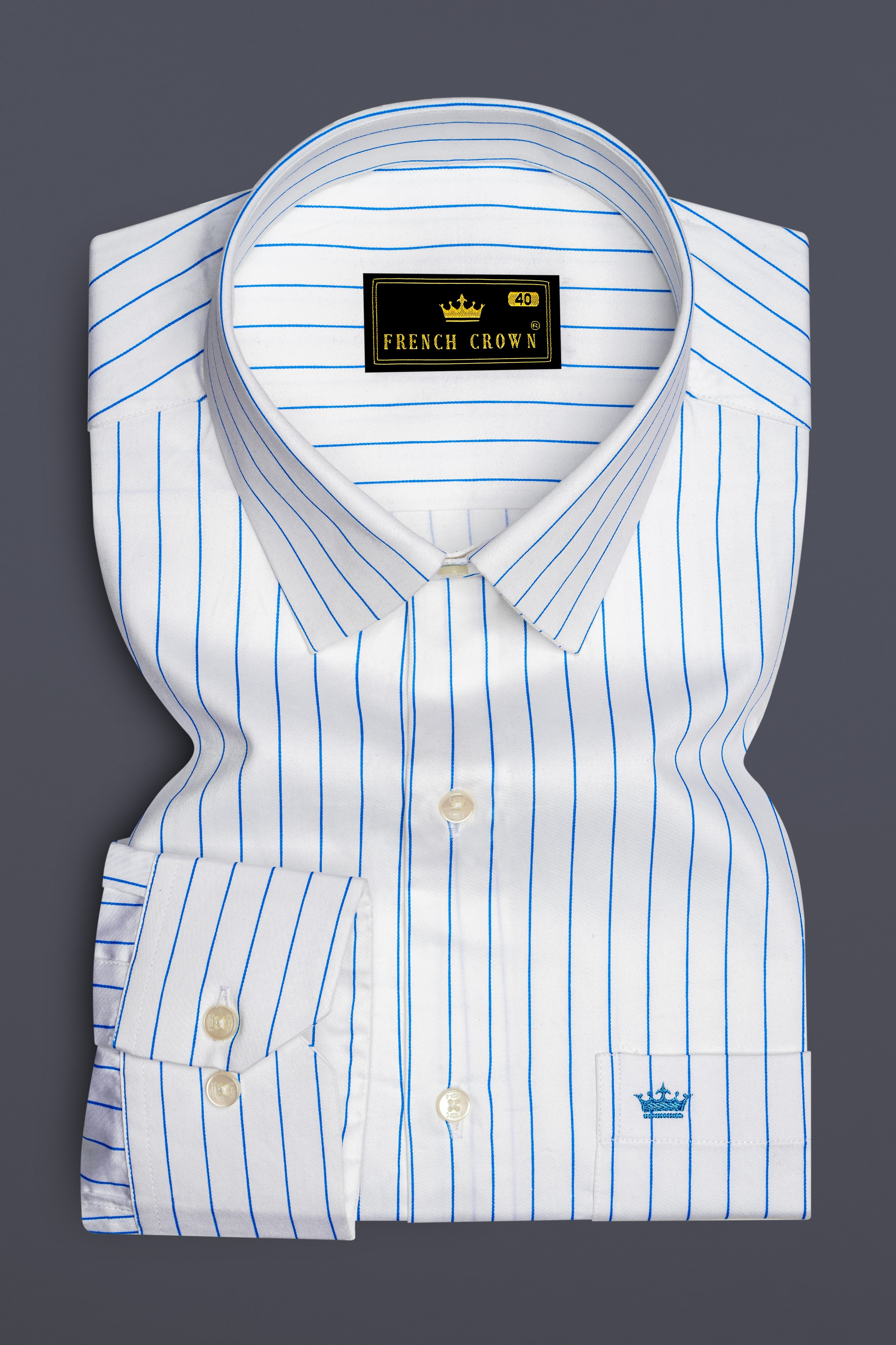 Azurline-Bright White And Havelock Blue Pin Striped Subtle Sheen Super Soft Premium Cotton Dress Shirt 14372-38, 14372-H-38, 14372-39, 14372-H-39, 14372-40, 14372-H-40, 14372-42, 14372-H-42, 14372-44, 14372-H-44, 14372-46, 14372-H-46, 14372-48, 14372-H-48, 14372-50, 14372-H-50, 14372-52, 14372-H-52
