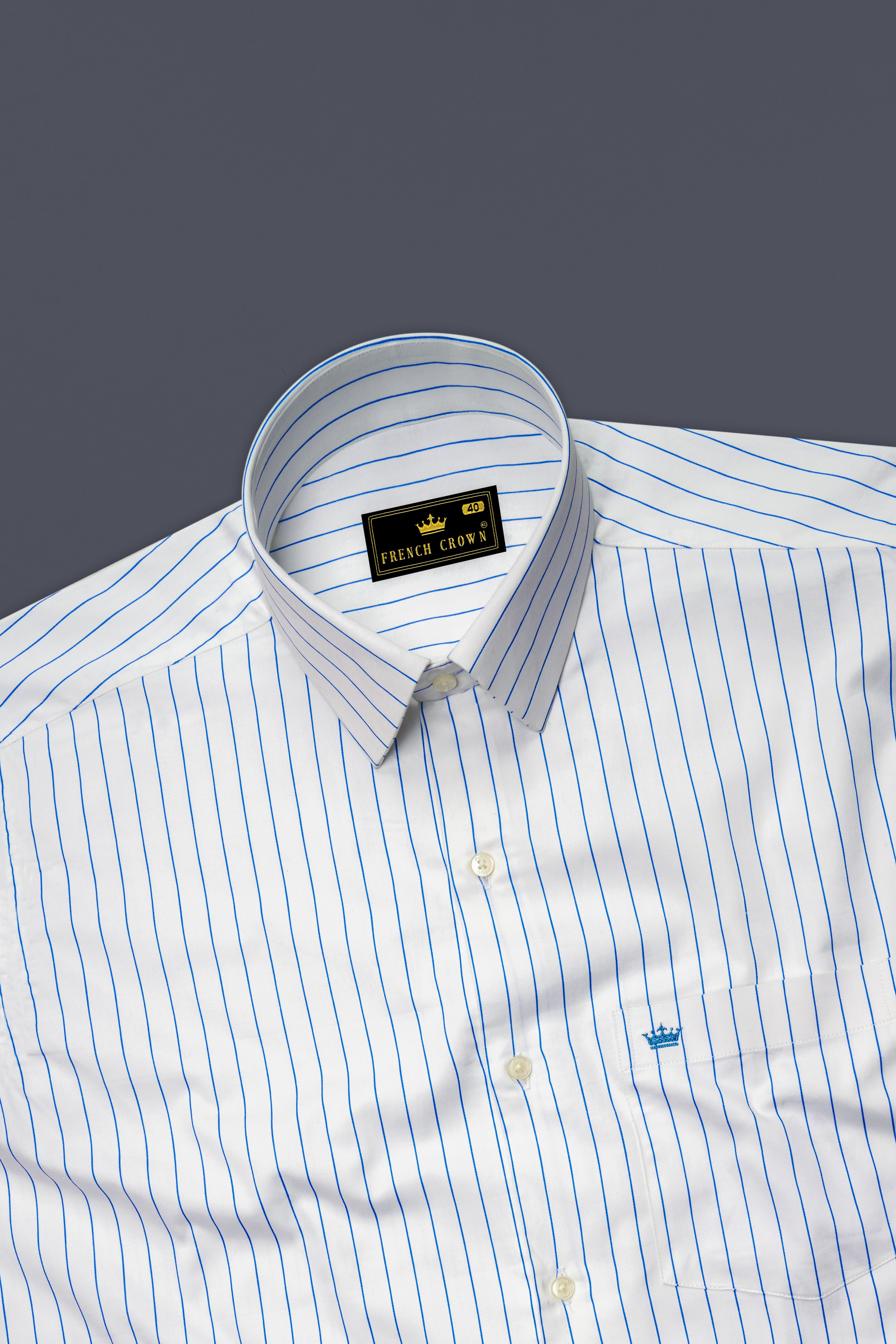 Azurline-Bright White And Havelock Blue Pin Striped Subtle Sheen Super Soft Premium Cotton Dress Shirt 14372-38, 14372-H-38, 14372-39, 14372-H-39, 14372-40, 14372-H-40, 14372-42, 14372-H-42, 14372-44, 14372-H-44, 14372-46, 14372-H-46, 14372-48, 14372-H-48, 14372-50, 14372-H-50, 14372-52, 14372-H-52
