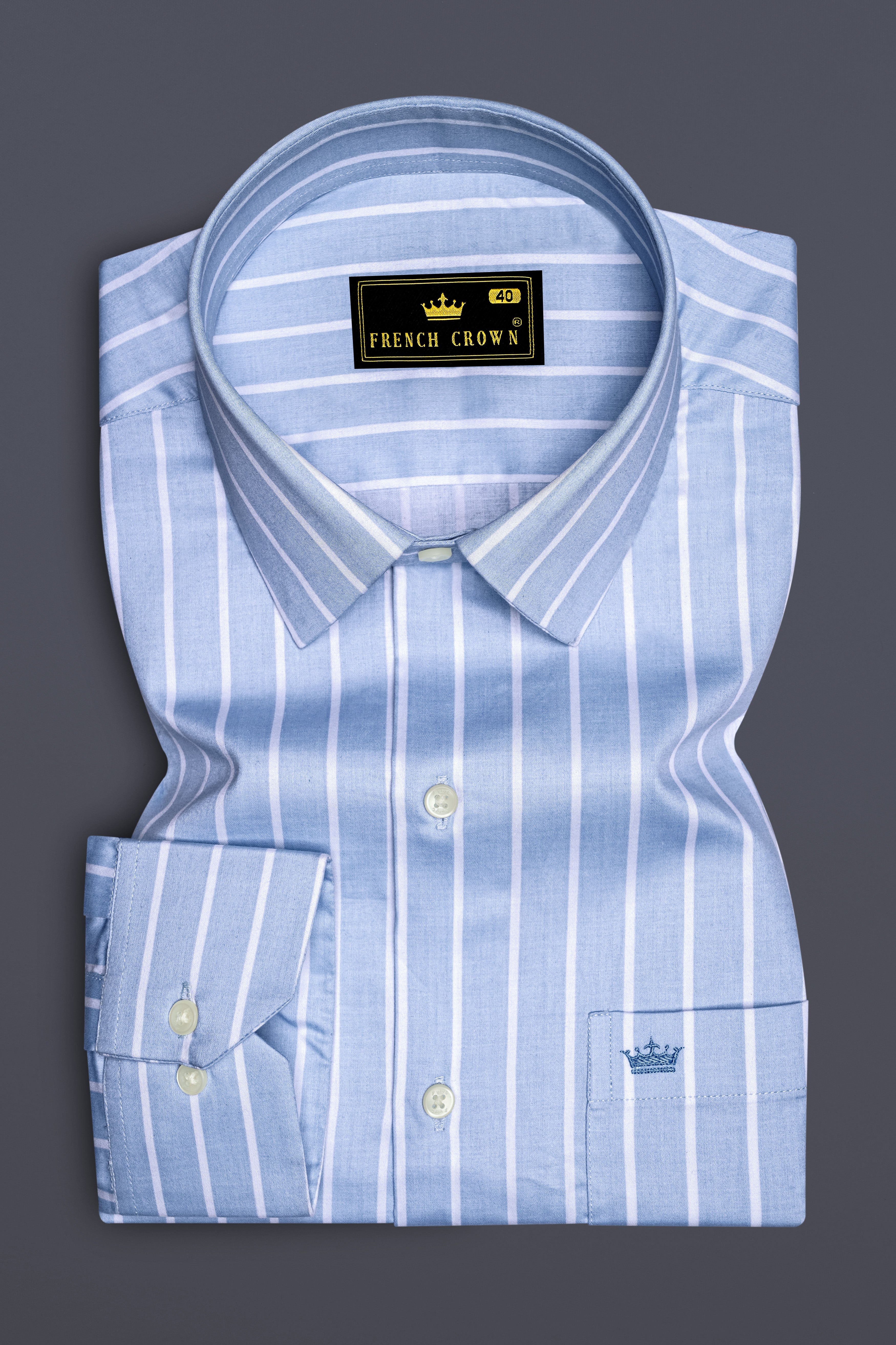 Celesto-Spindle Blue And Bright White Pin Striped Subtle Sheen Super Soft Premium Cotton Dress Shirt