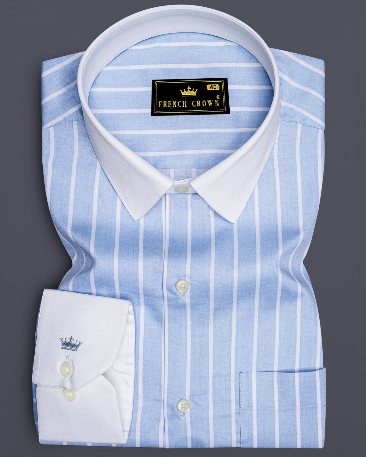 Celesto-Spindle Blue And Bright White Pin Stripes Formal Premium Cotton ...