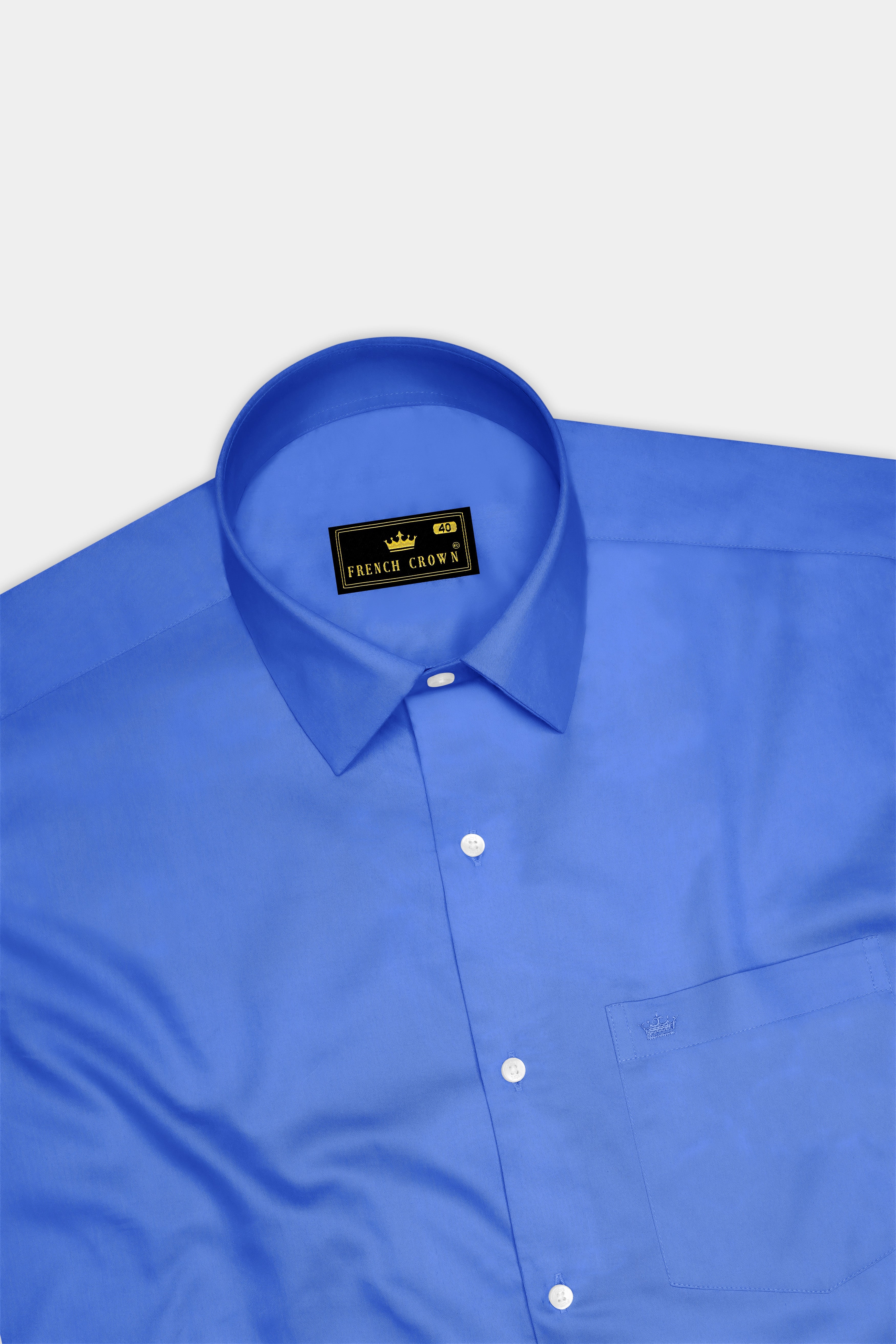Azurion-Mariner Blue Subtle Sheen Super Soft Premium Cotton Dress Shirt