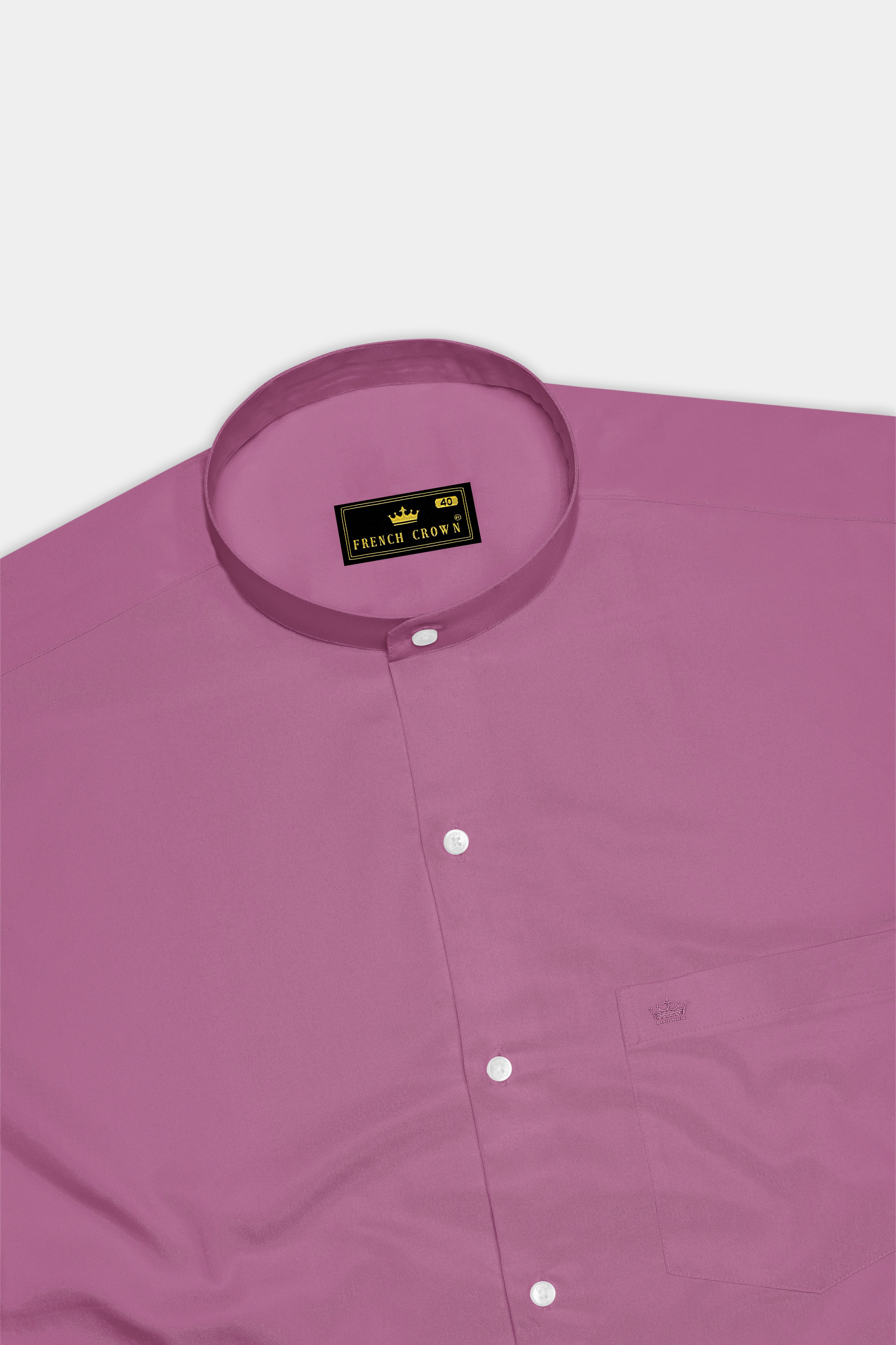 Rosavelle-Tapestry Pink Subtle Sheen Super Soft Premium Cotton Mandarin Dress Shirt