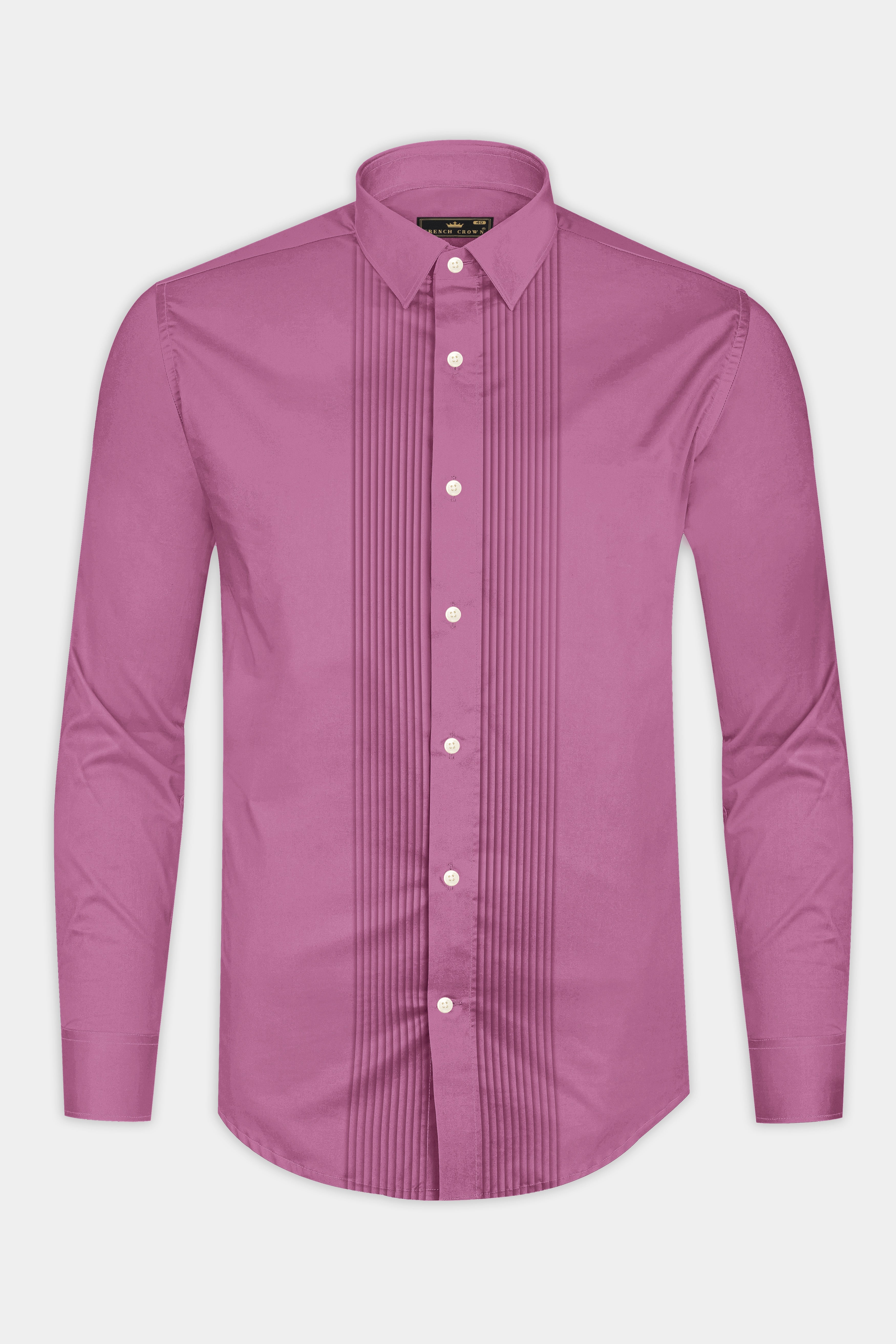 Rosavelle-Tapestry Pink Subtle Sheen Super Soft Premium Cotton Tuxedo Dress Shirt