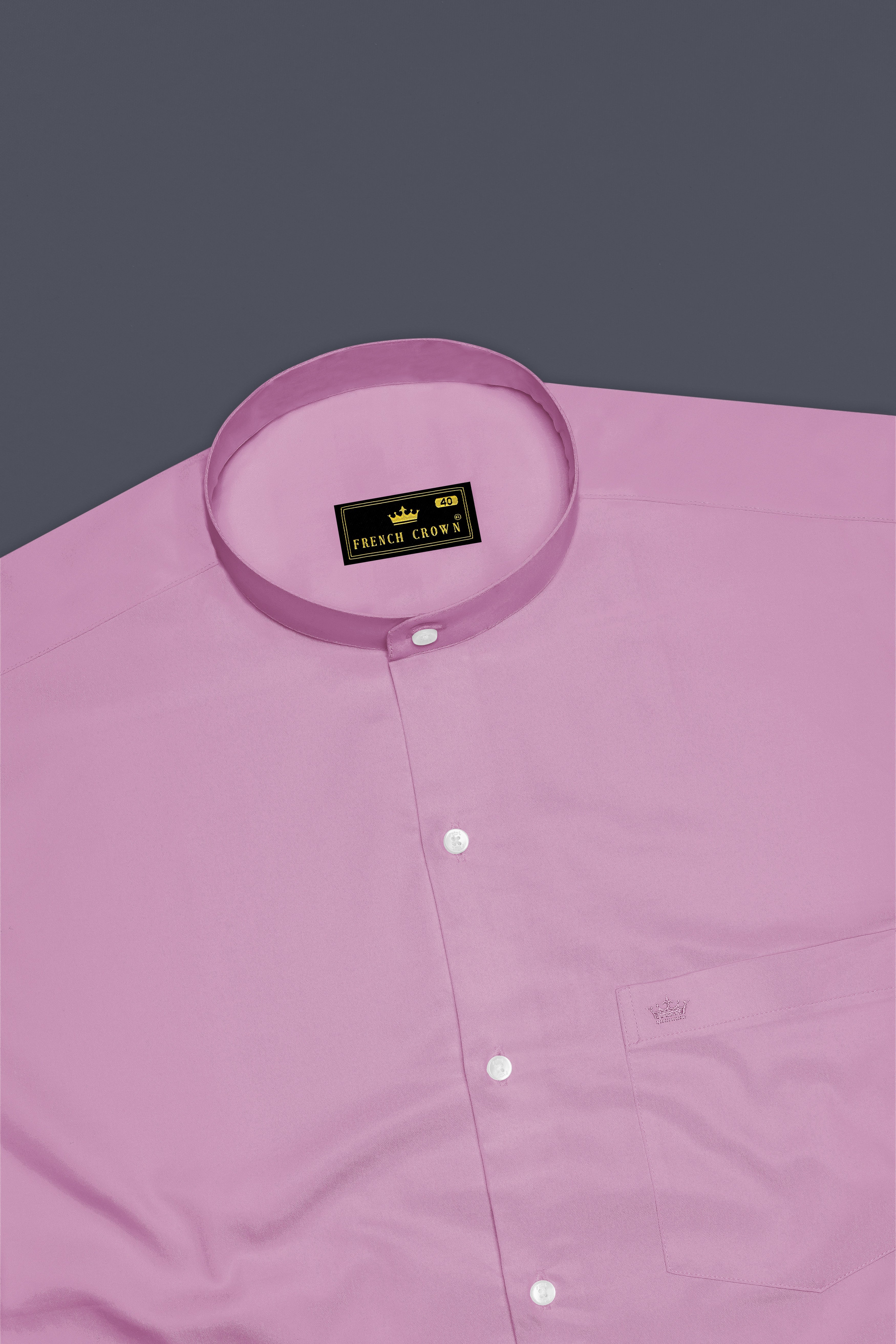 Blushoro-Viola Pink Subtle Sheen Super Soft Premium Cotton Mandarin Dress Shirt