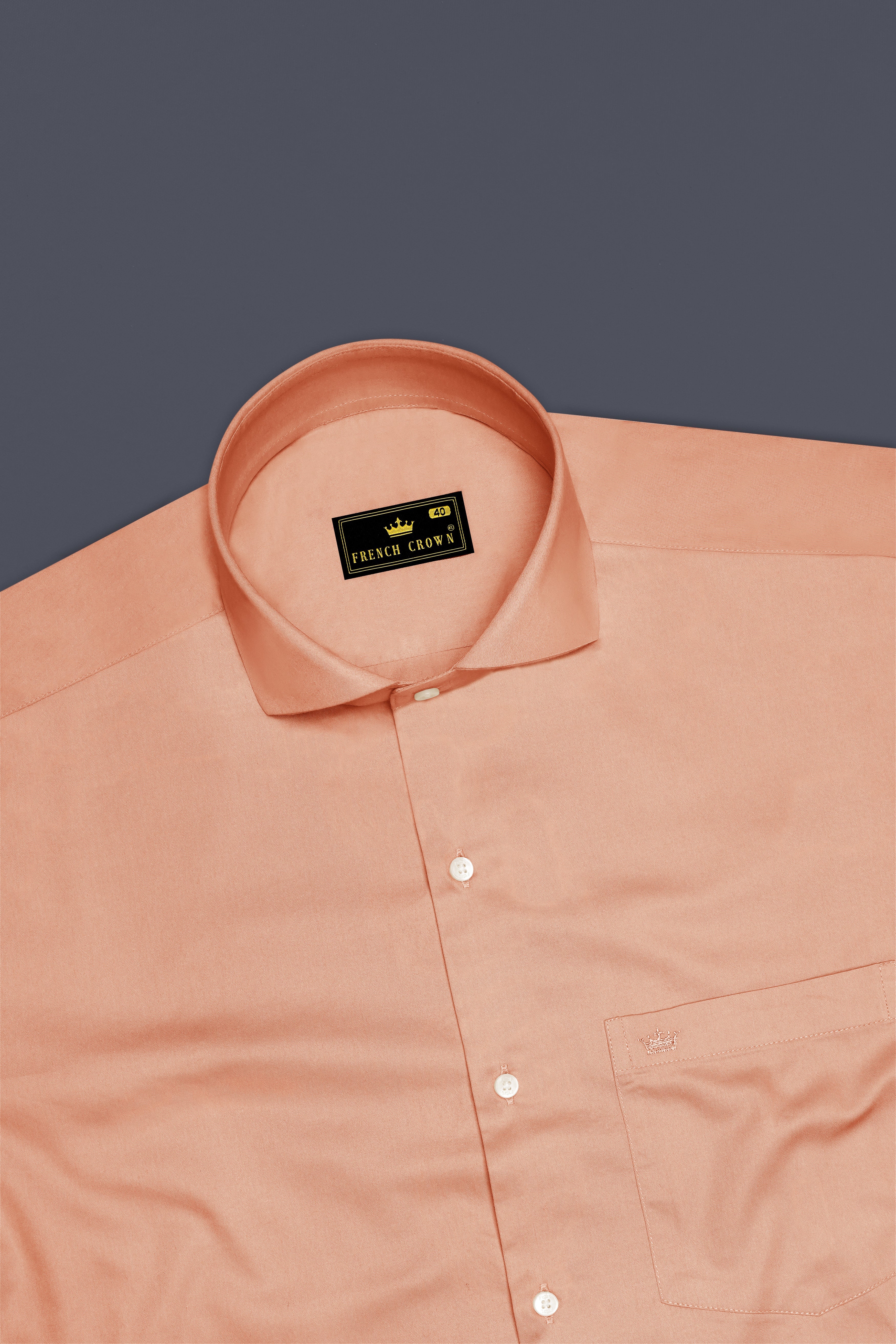 Solvoro-Tumbleweed Orange Subtle Sheen Super Soft Premium Cotton Cut Away Collar Dress Shirt