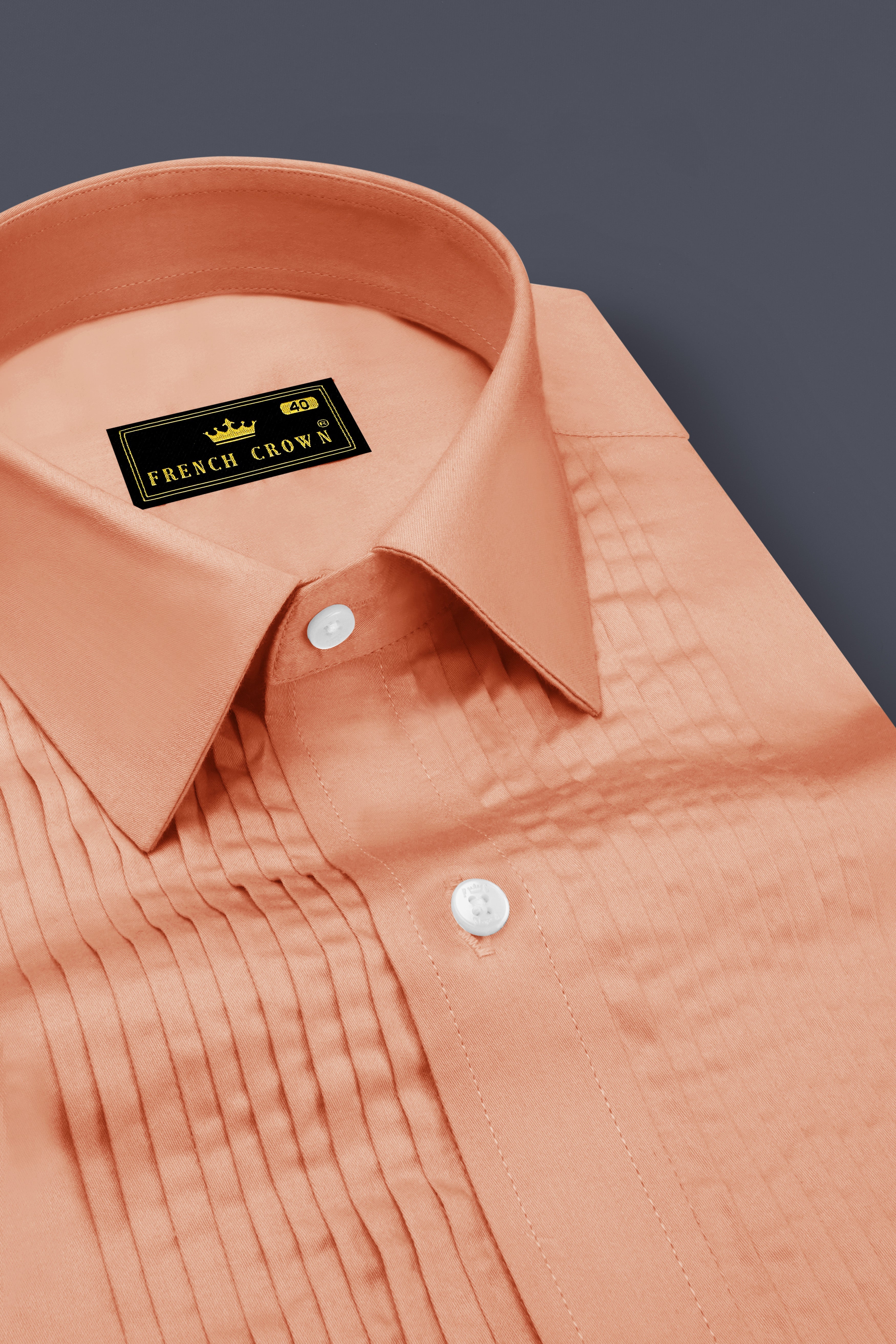 Solvoro-Tumbleweed Orange Subtle Sheen Super Soft Premium Cotton Tuxedo Dress Shirt